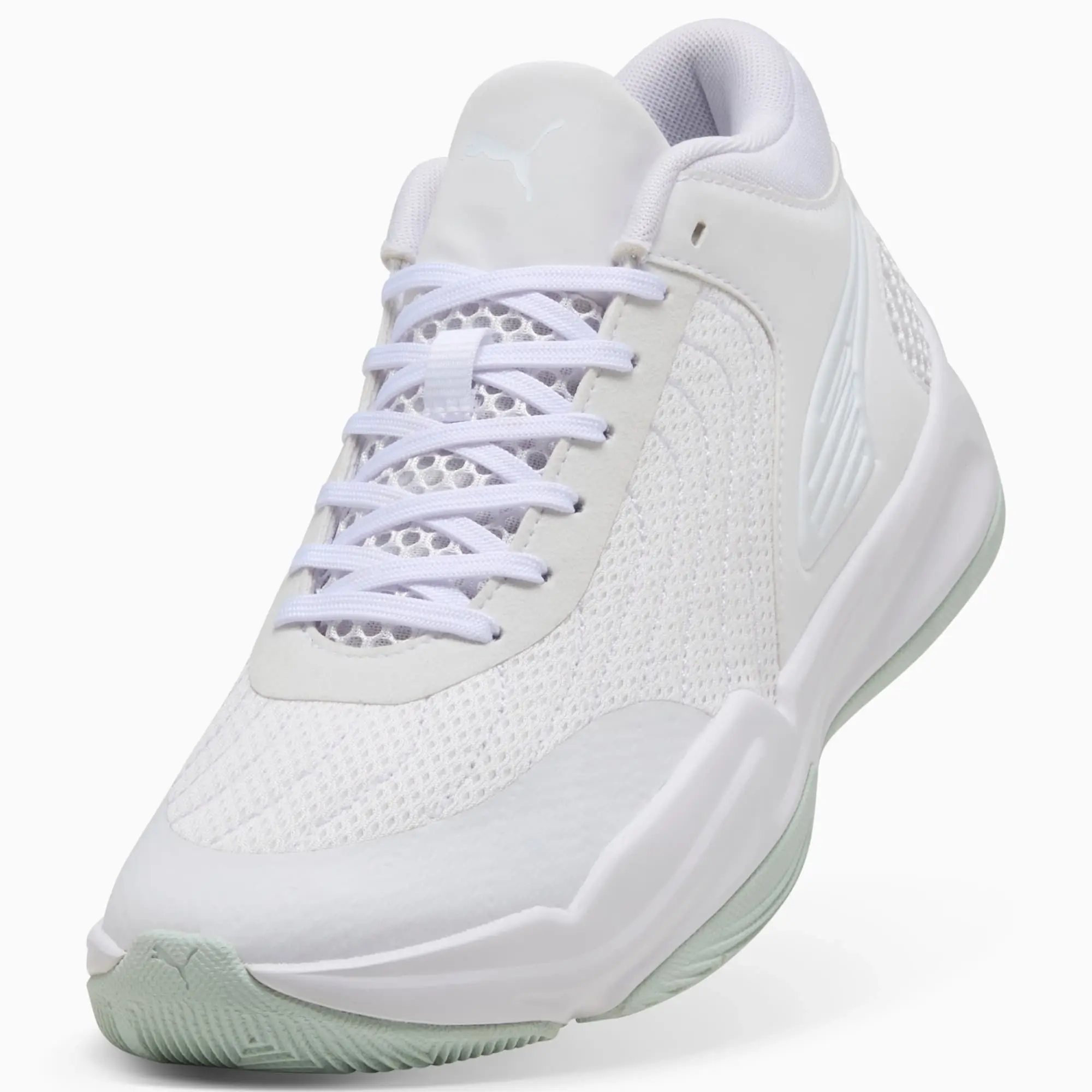 PUMA Court Pro 2 Basketball Shoes Unisex, White/Peaceful Blue, size 10