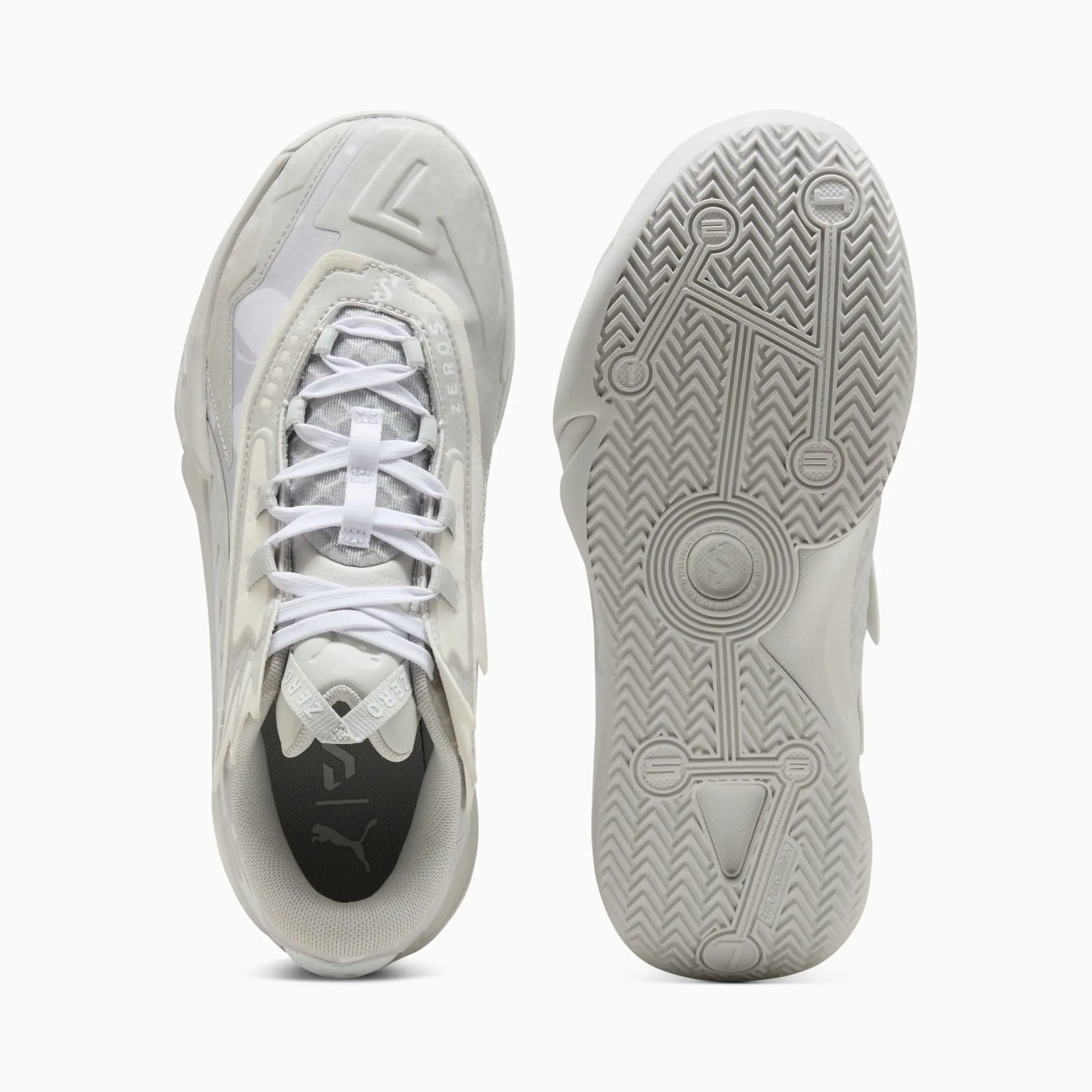 PUMA Scoot Zeros II Basketball Shoes Unisex, Glacial Grey/White, size 10