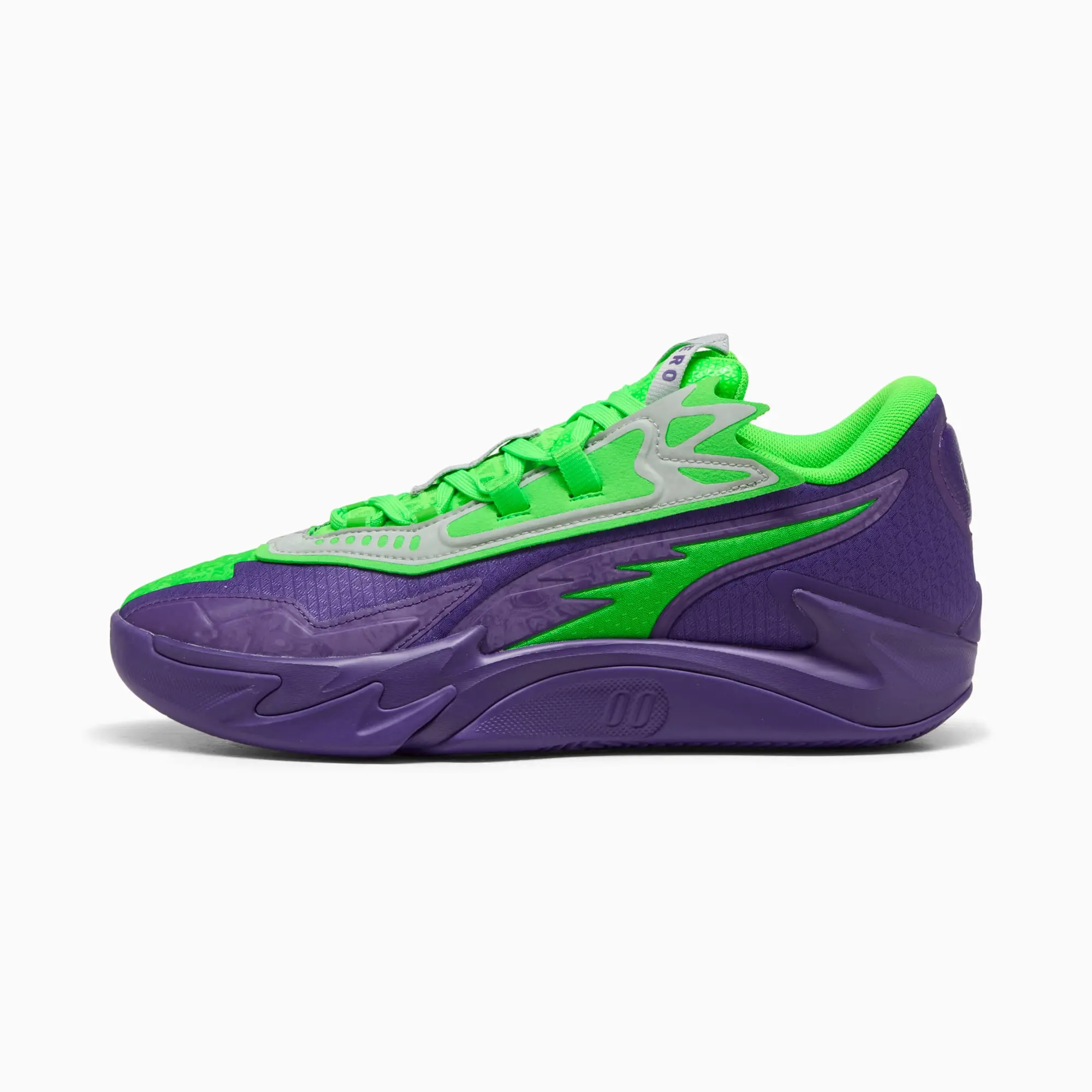 PUMA Scoot Zeros II Nxtpro Hoops Basketball Shoes Unisex, Violet/Green Pes, size 10