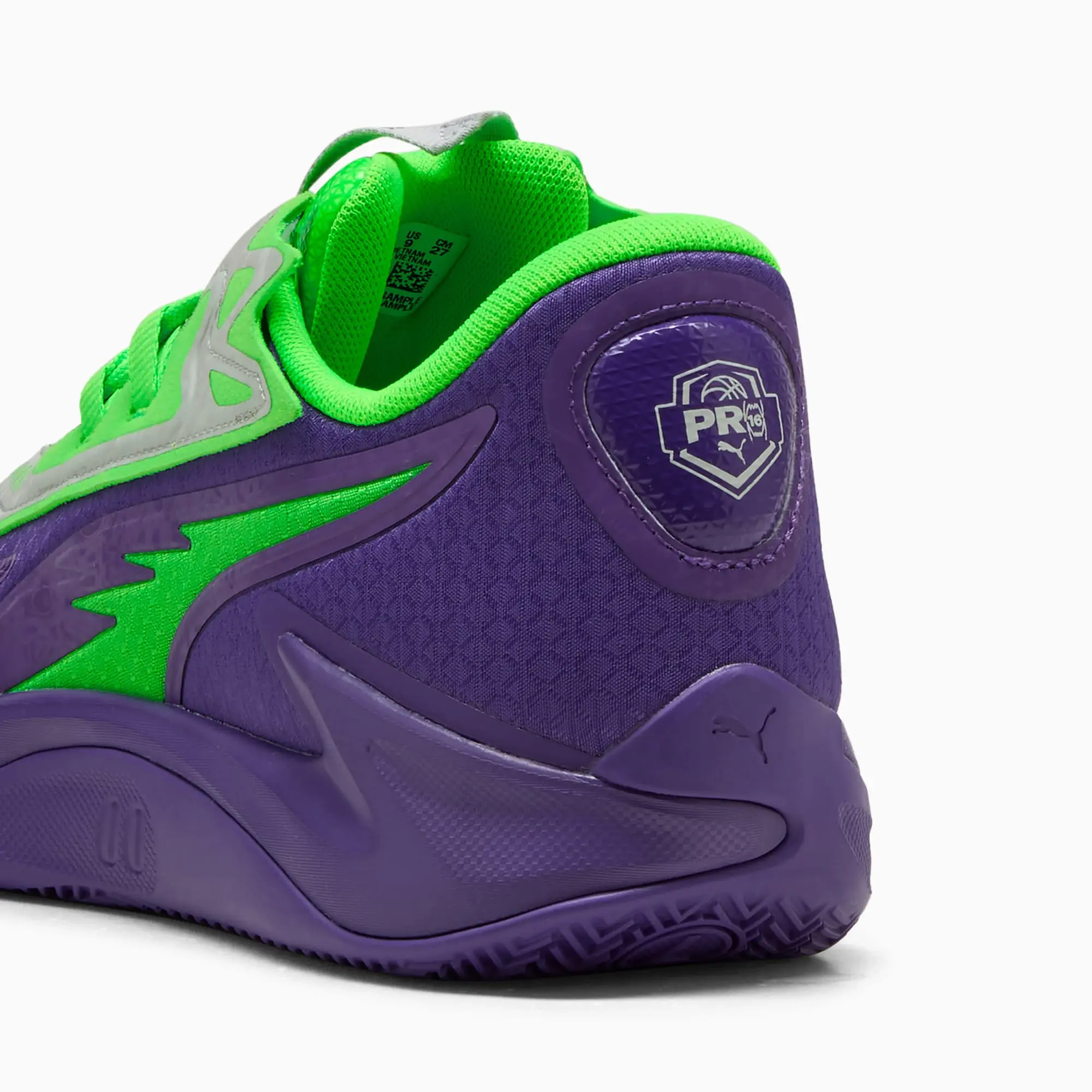 PUMA Scoot Zeros II Nxtpro Hoops Basketball Shoes Unisex, Violet/Green Pes, size 10