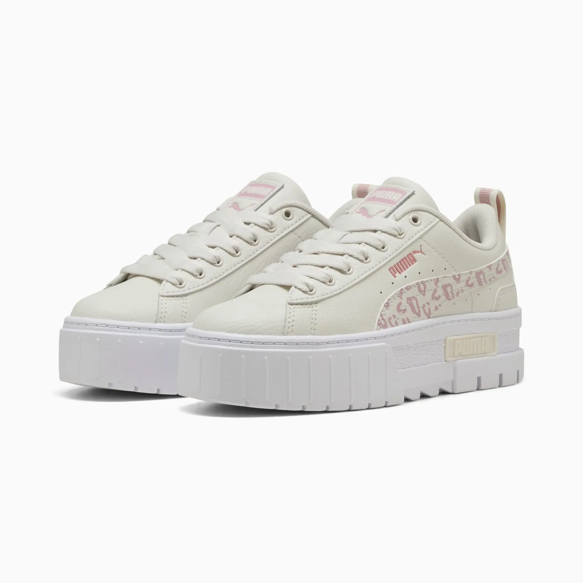 PUMA Mayze Wild Youth Trainers, Vapor Grey/Mauve Mist, size 3