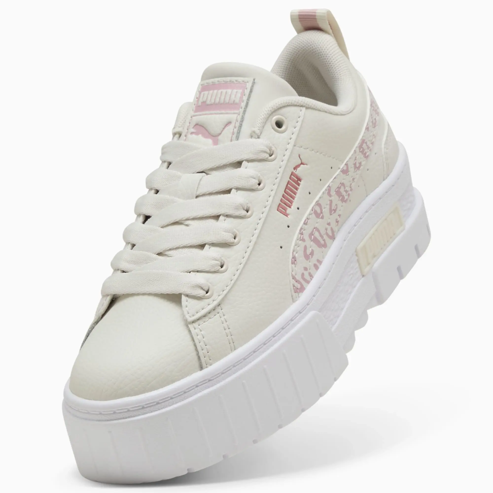 PUMA Mayze Wild Youth Trainers, Vapor Grey/Mauve Mist, size 3