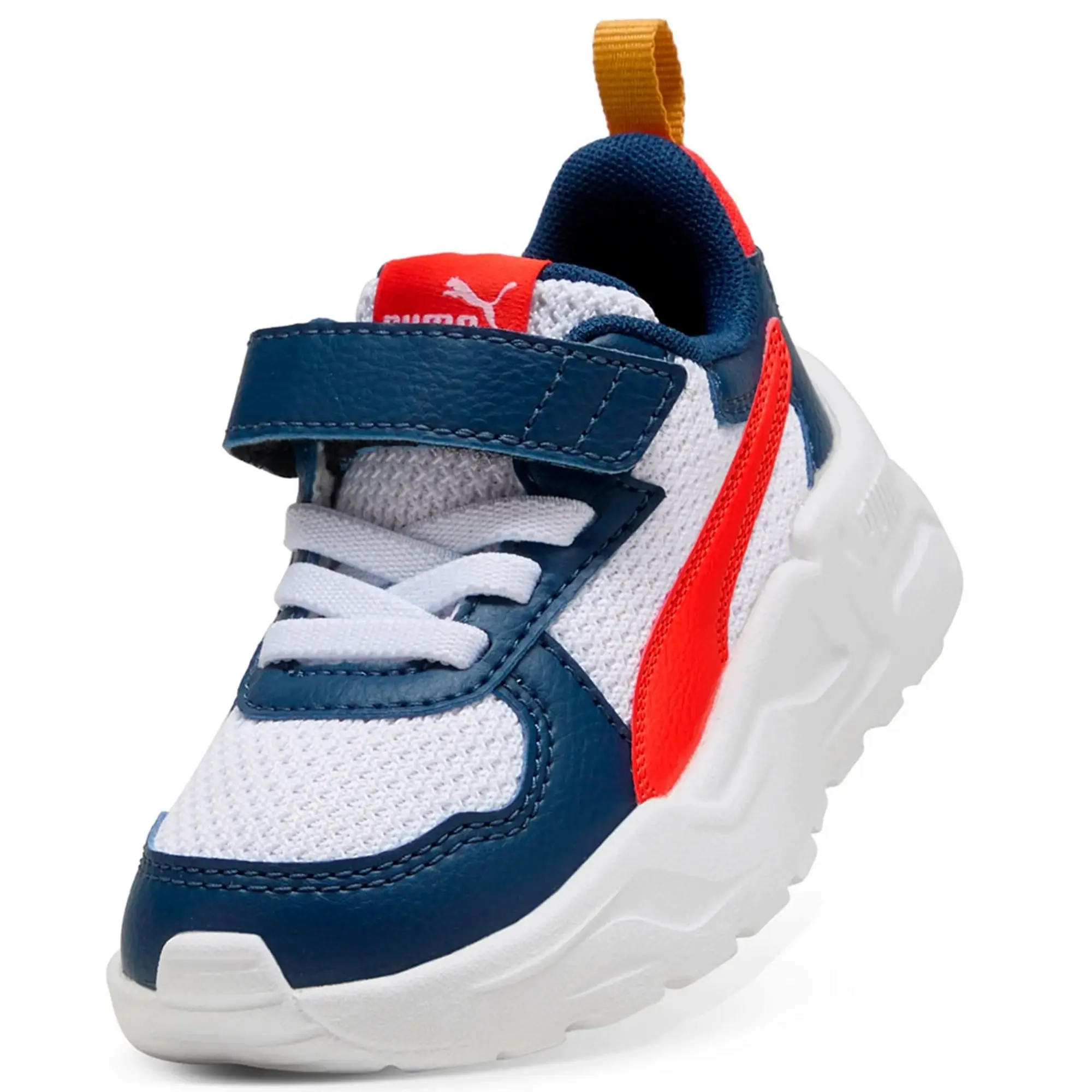 PUMA Trinity Lite Sneakers Babies, White/Fierce Red/Persian Blue, size 3