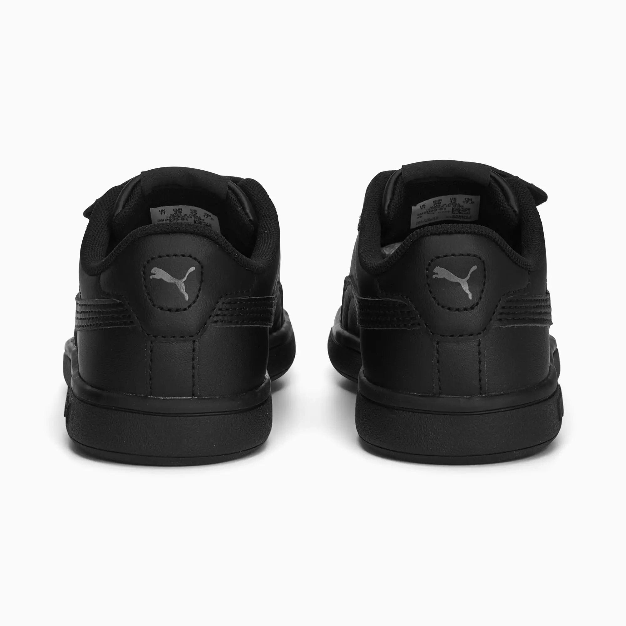 PUMA Smash 3.0 Leather V Sneakers Kids, Black/Shadow Grey, size 1
