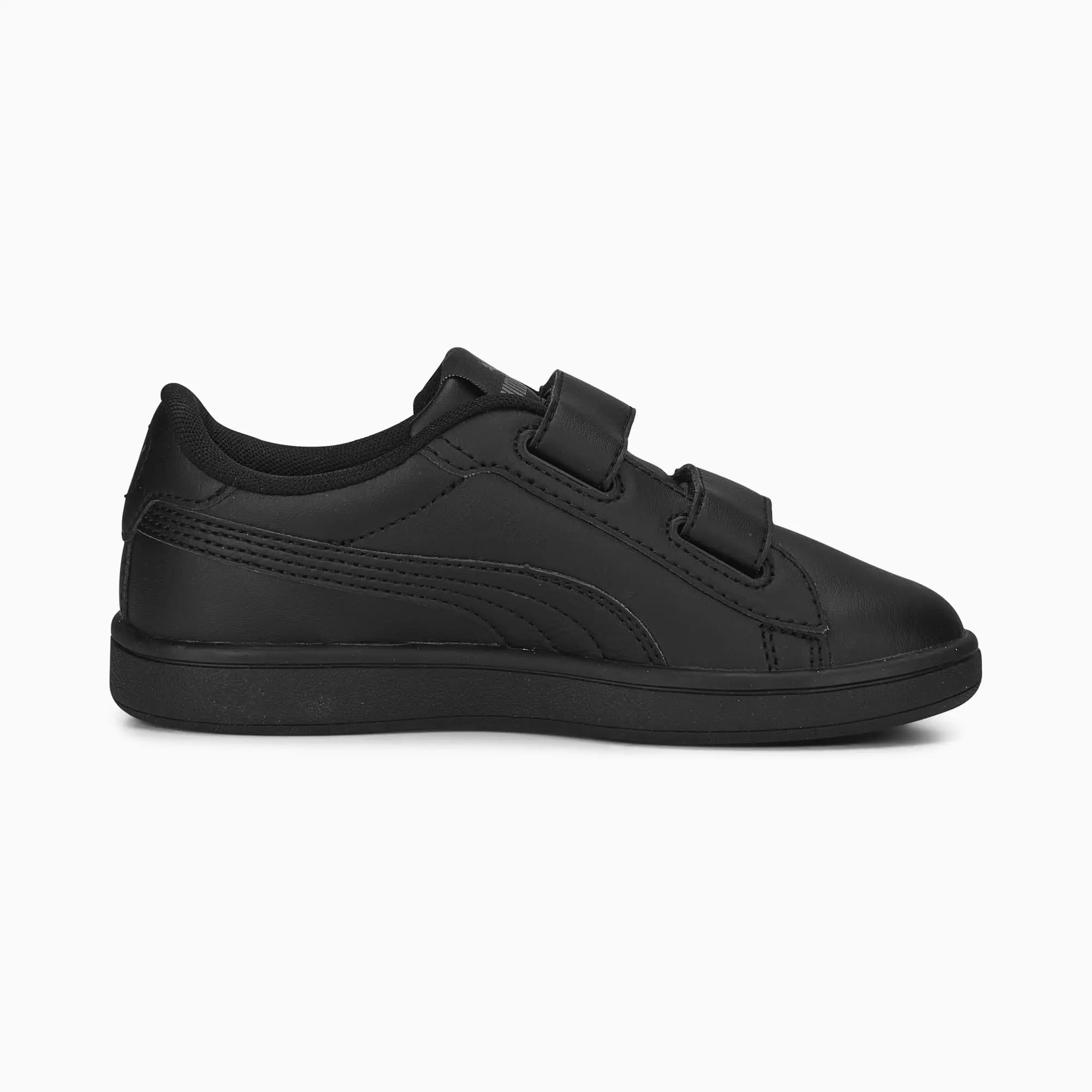 PUMA Smash 3.0 Leather V Sneakers Kids, Black/Shadow Grey, size 1