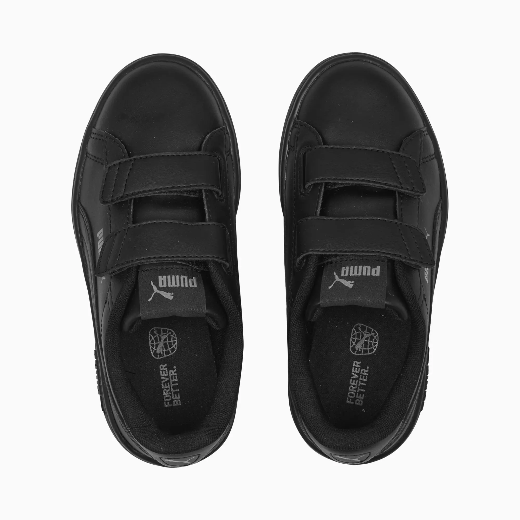 PUMA Smash 3.0 Leather V Sneakers Kids, Black/Shadow Grey, size 1