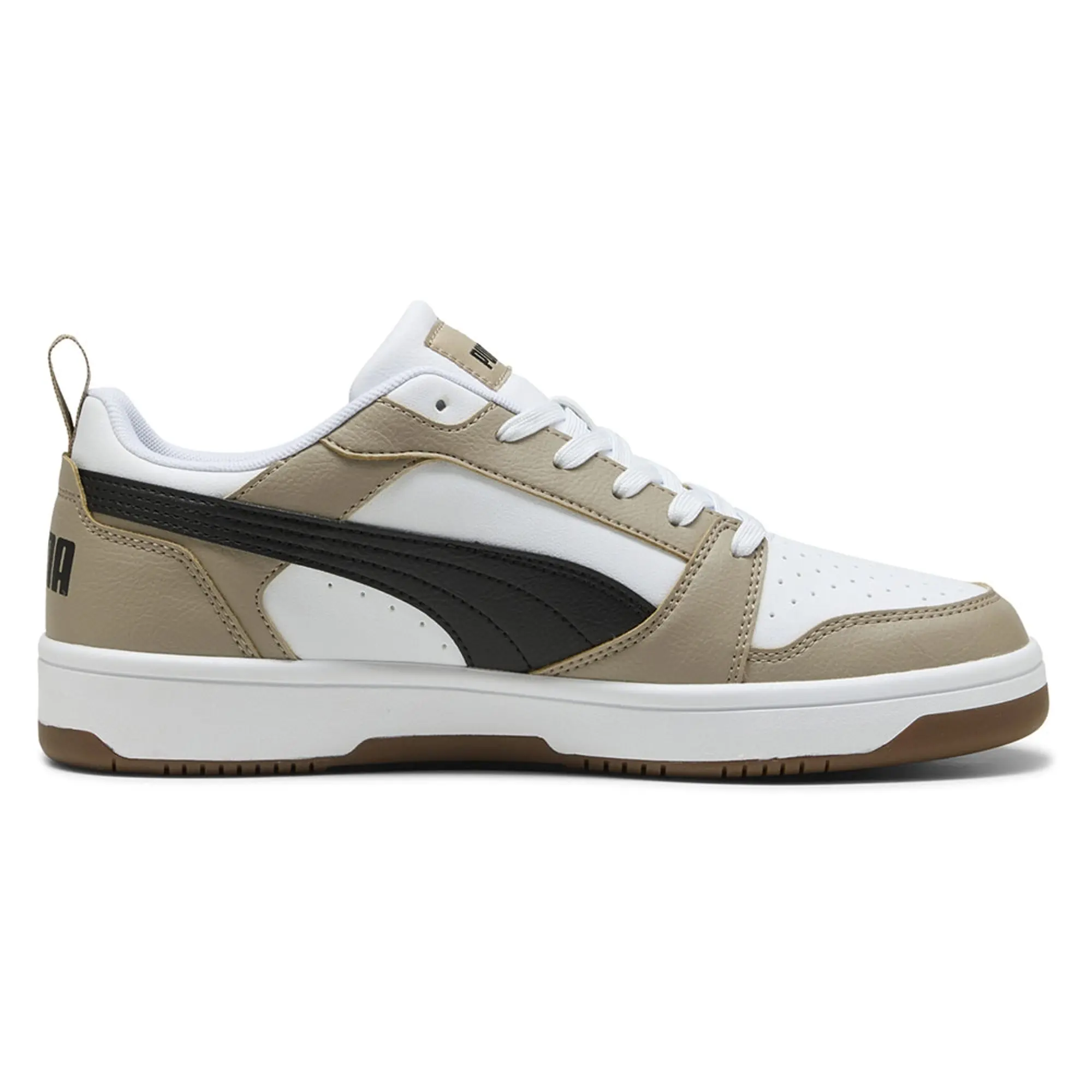 PUMA Rebound V6 Low Sneakers, White/Black/Ice Coffee, size 10