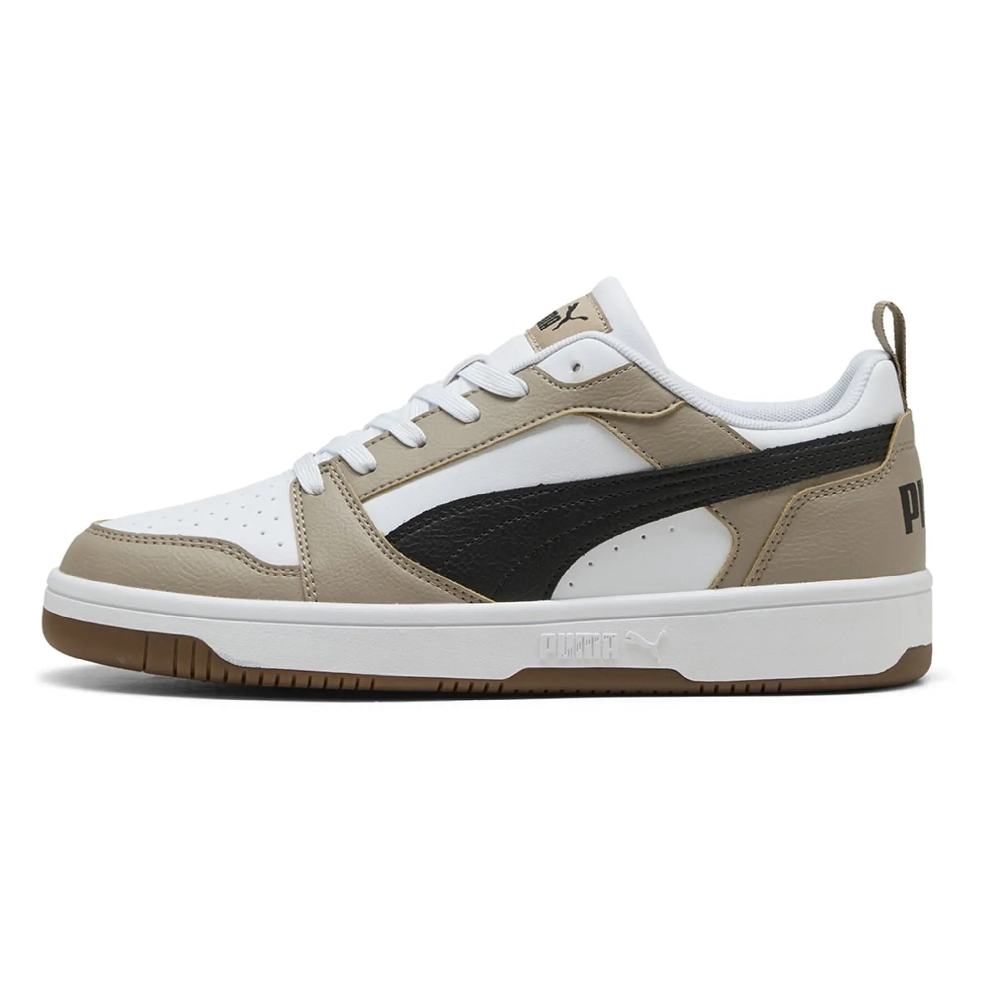 PUMA Rebound V6 Low Sneakers, White/Black/Ice Coffee, size 10