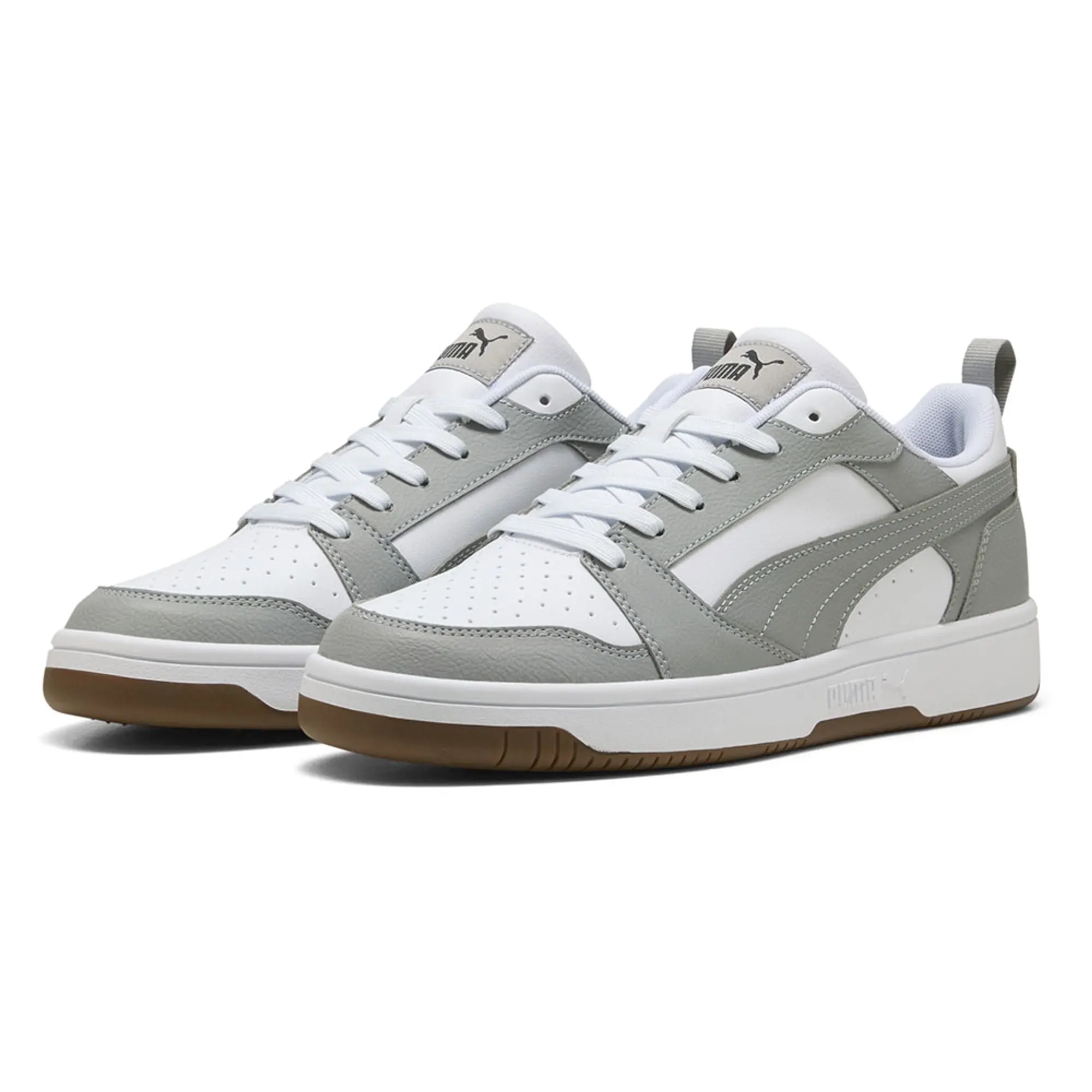 PUMA Rebound V6 Low Sneakers, White/Grey Echo/Black, size 10