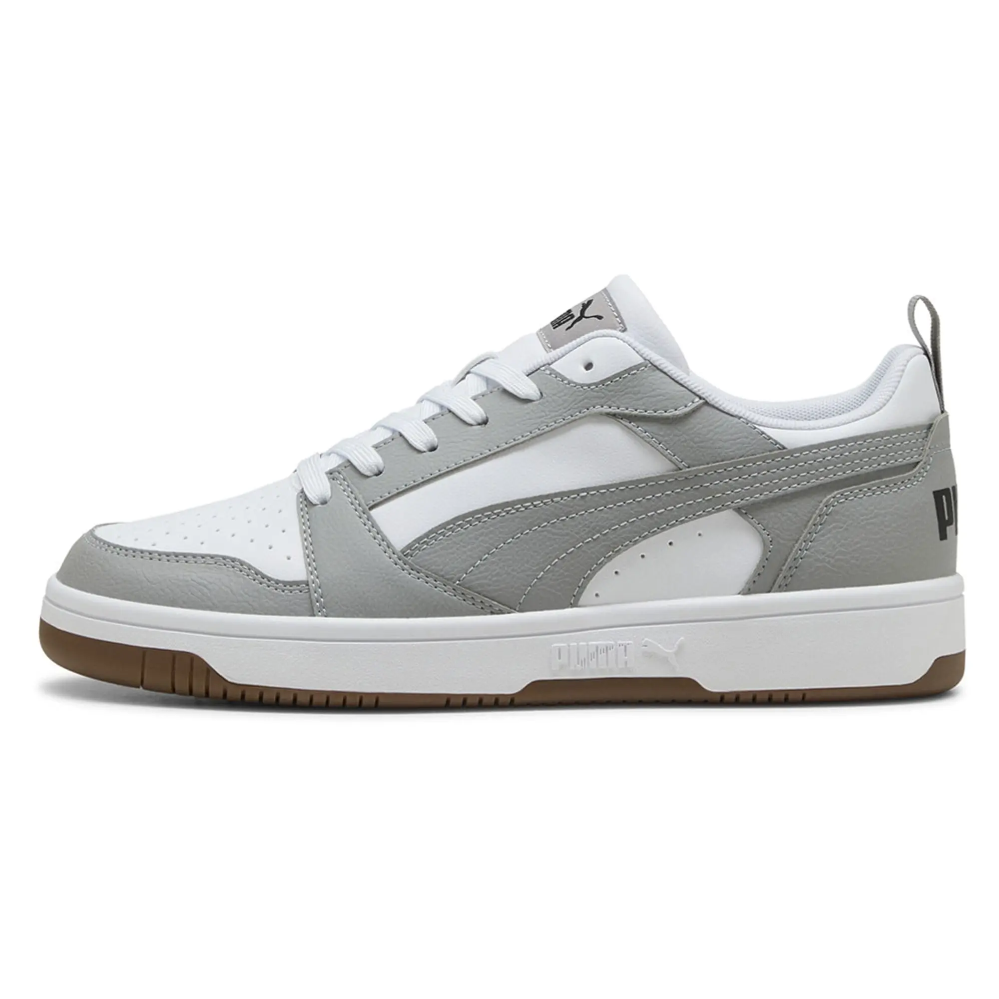 PUMA Rebound V6 Low Sneakers, White/Grey Echo/Black, size 10
