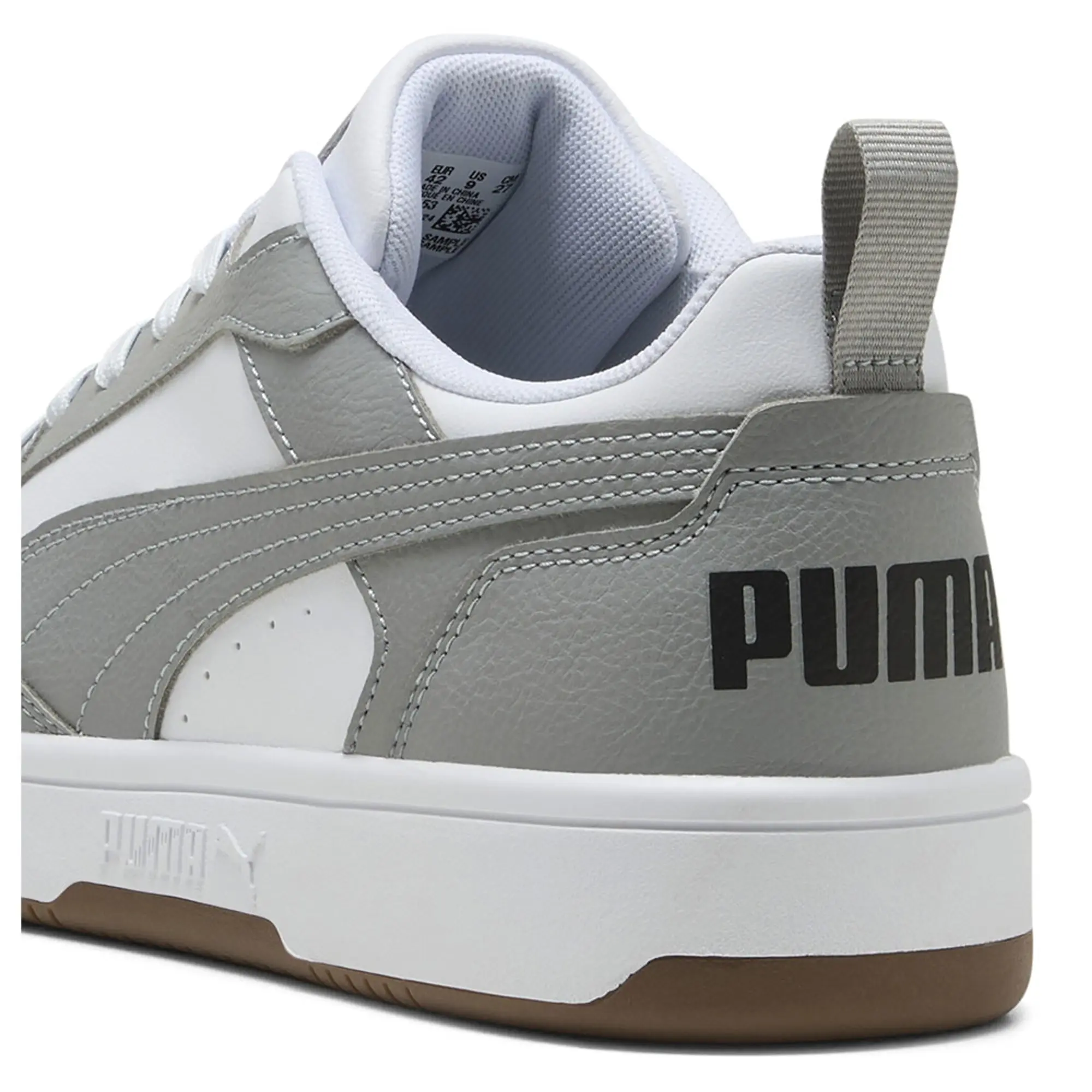 PUMA Rebound V6 Low Sneakers, White/Grey Echo/Black, size 10