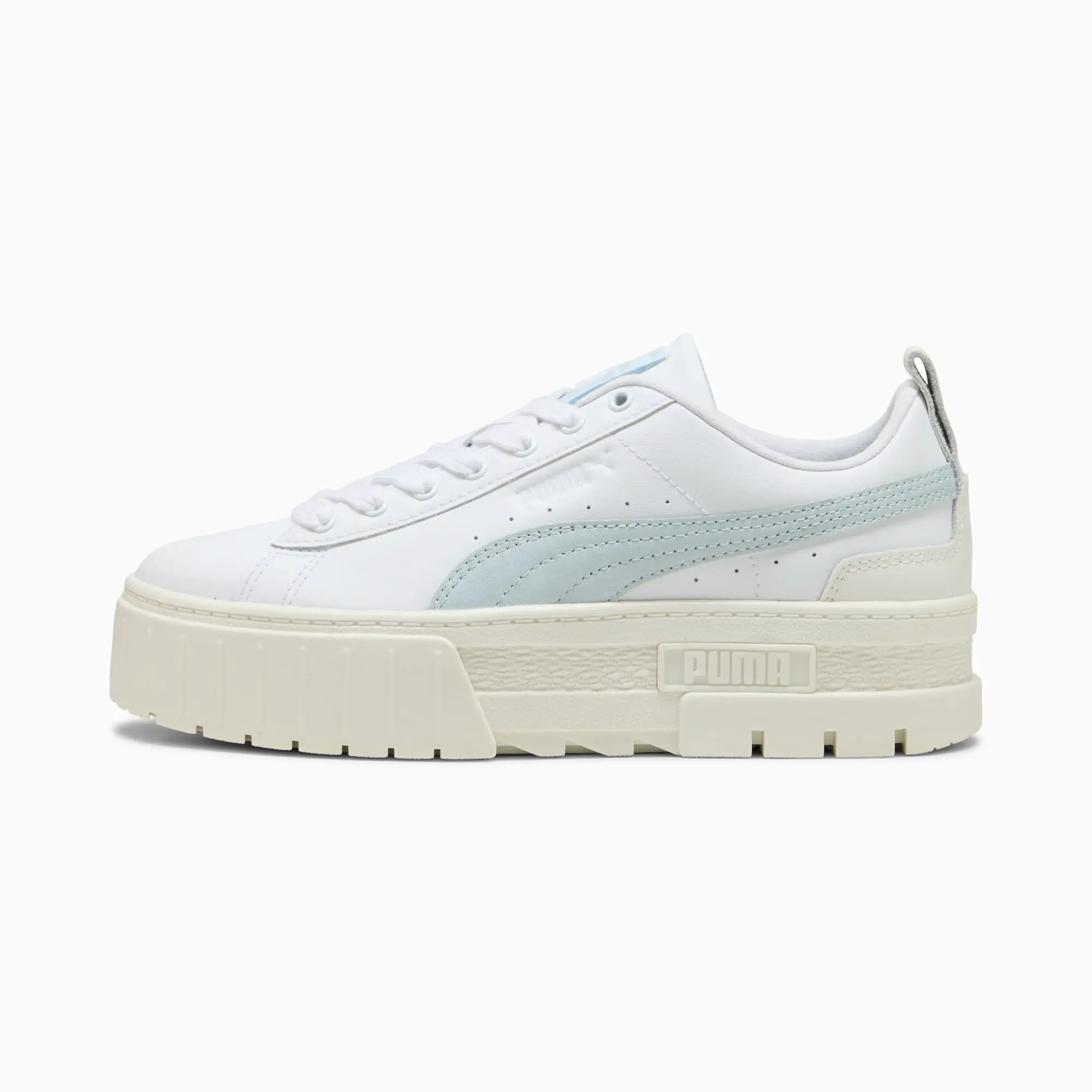 PUMA Mayze Lux Sneakers Women, White/Sea Glass, size 3