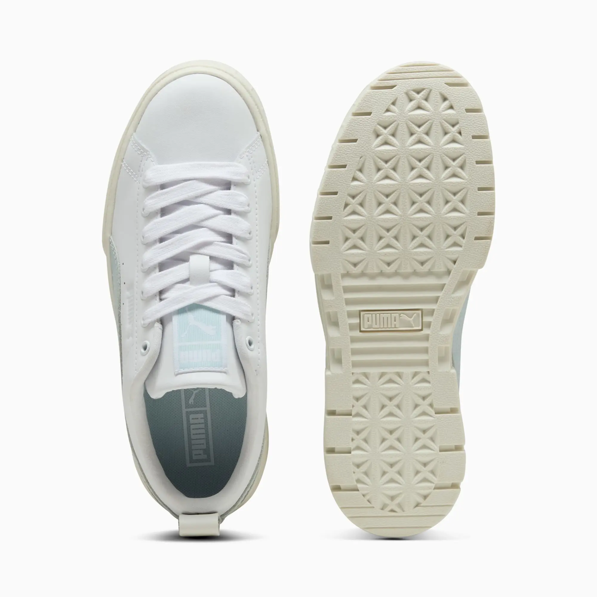 PUMA Mayze Lux Sneakers Women, White/Sea Glass, size 3