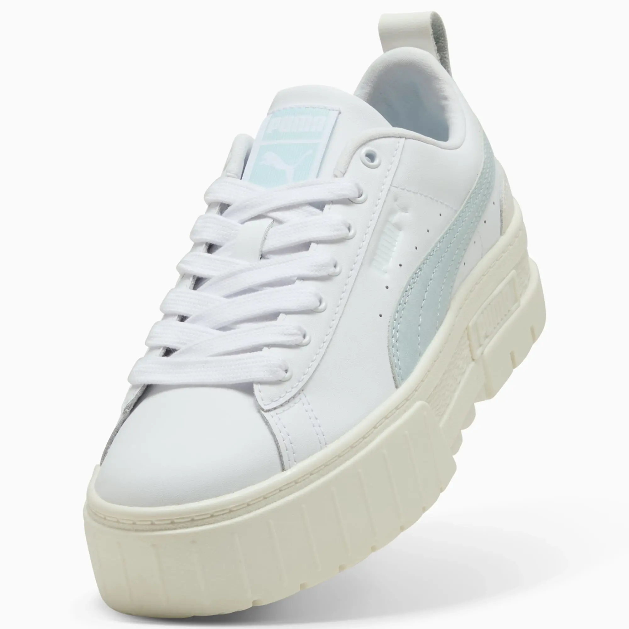 PUMA Mayze Lux Sneakers Women, White/Sea Glass, size 3
