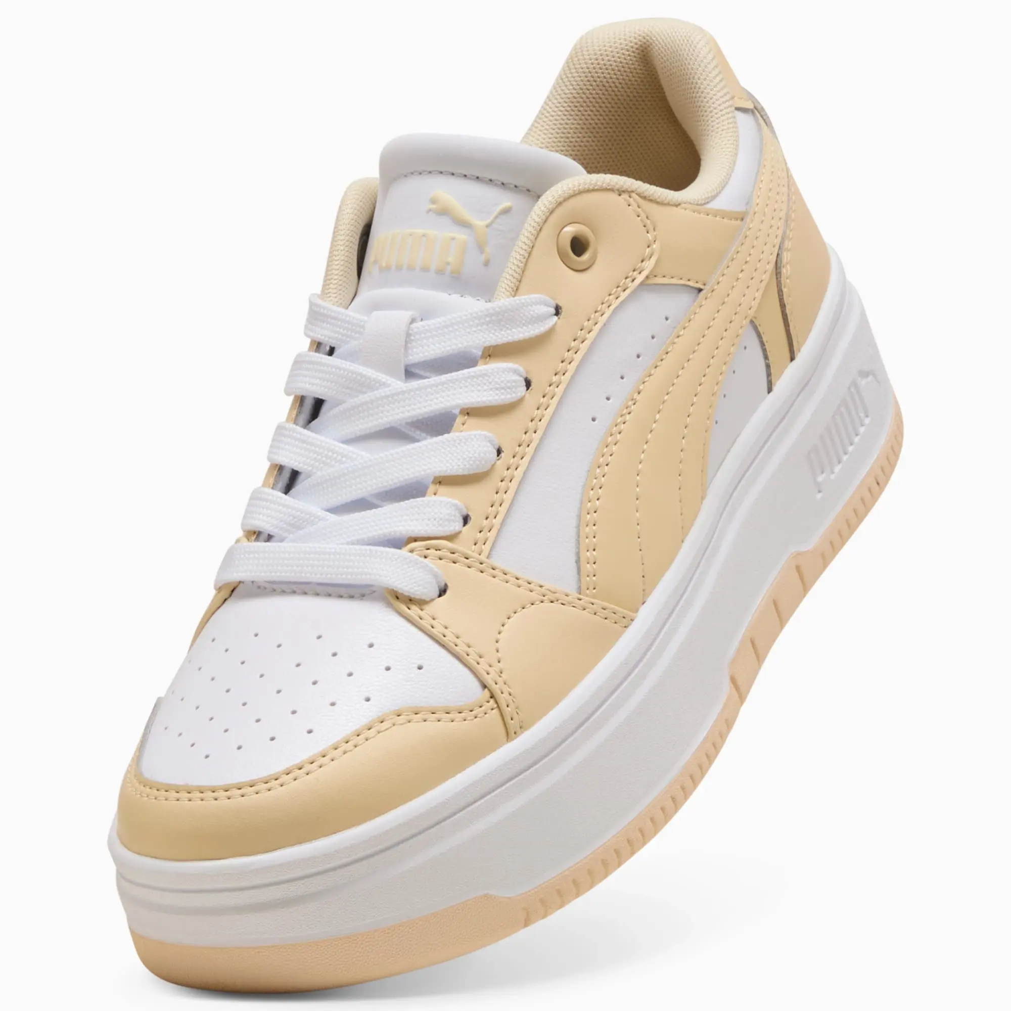 PUMA Rebound Femme Low Sneakers Women, White/Canvas, size 3