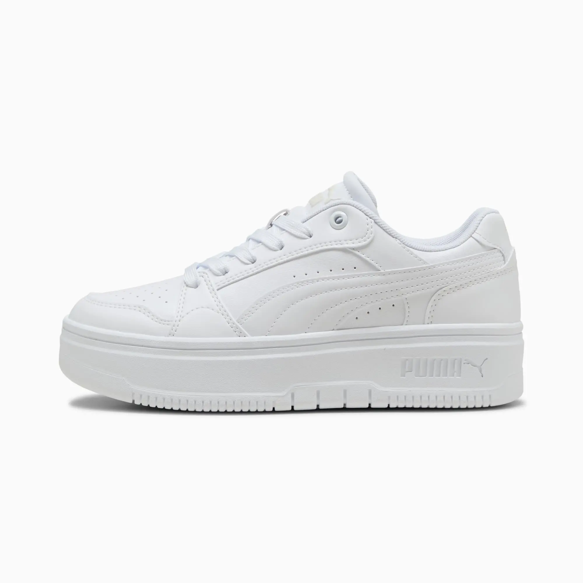 PUMA Rebound Femme Low Sneakers Women, White/Vapor Grey, size 3