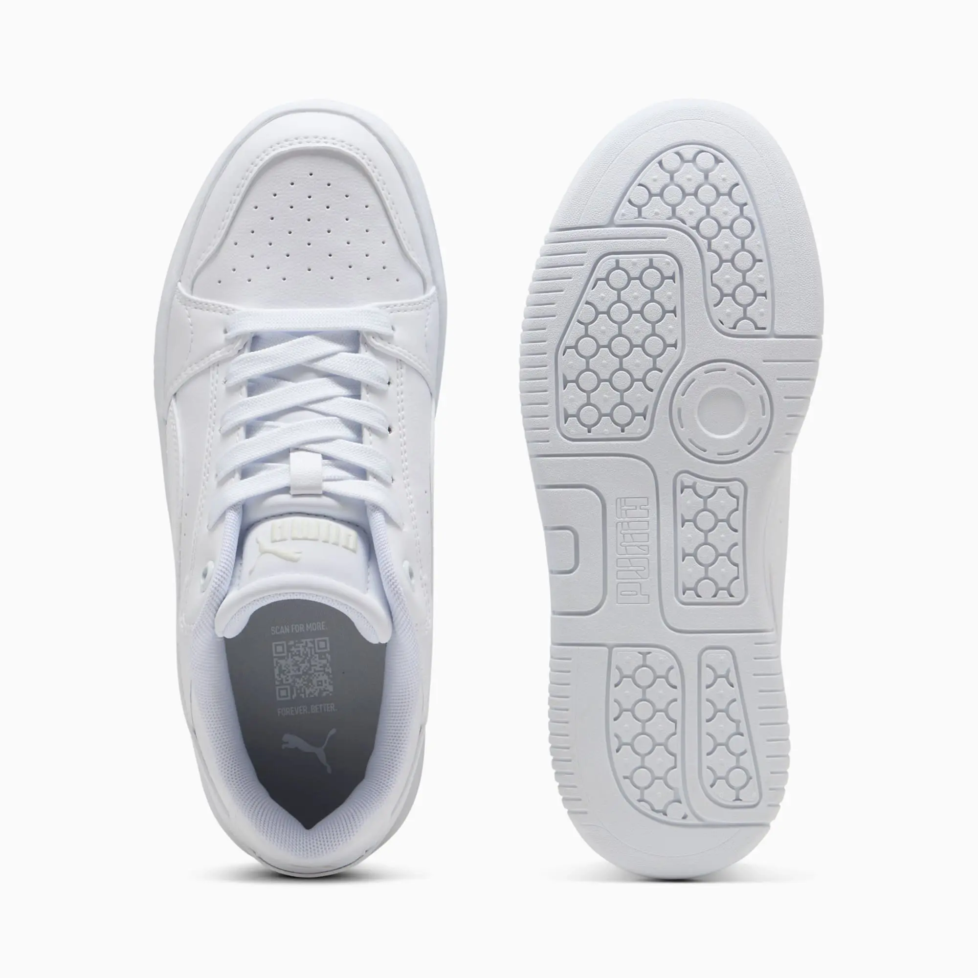 PUMA Rebound Femme Low Sneakers Women, White/Vapor Grey, size 3