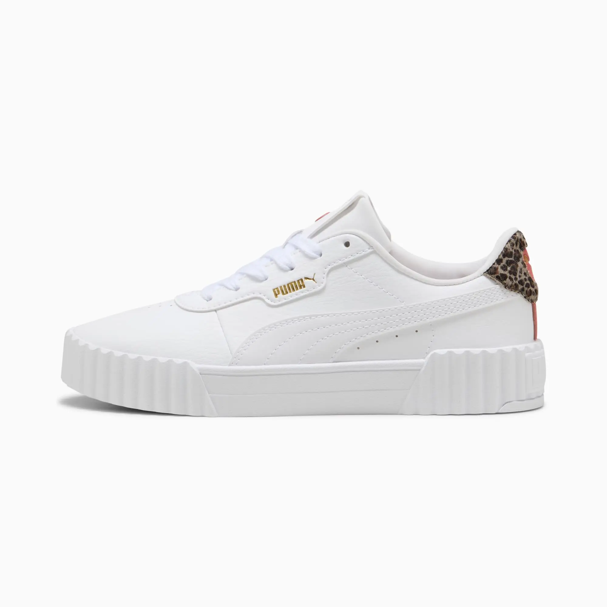PUMA Carina 3.0 Animal Flair Sneakers Women, White/Gold, size 3
