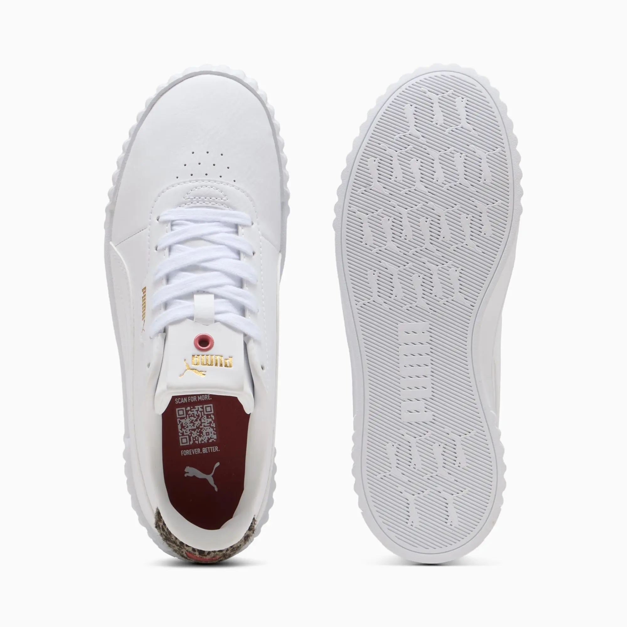 PUMA Carina 3.0 Animal Flair Sneakers Women, White/Gold, size 3
