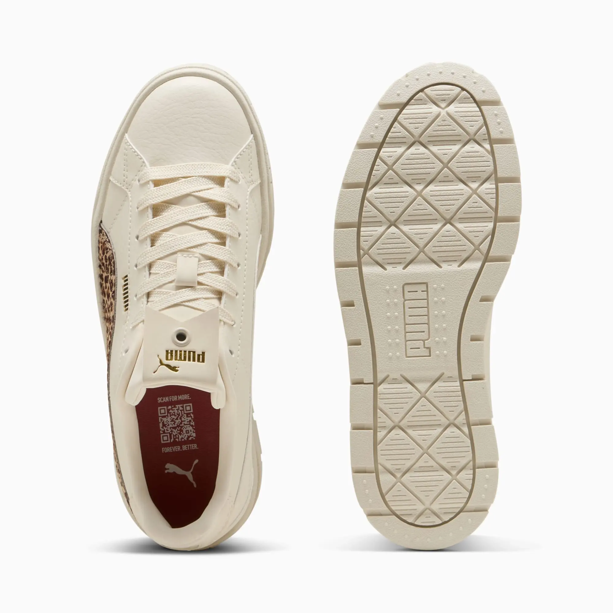 PUMA Karmen II Animal Flair Sneakers Women, Alpine Snow/Toasted Almond, size 3