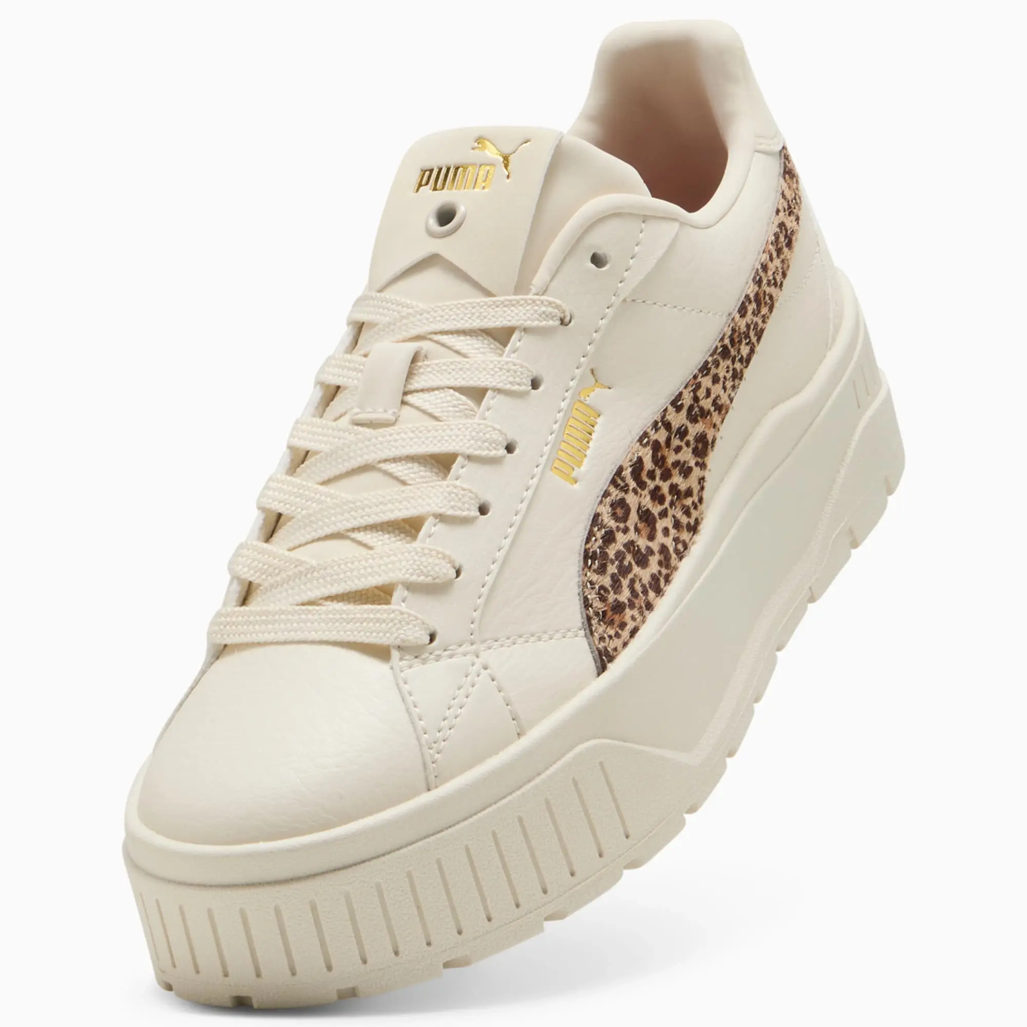 PUMA Karmen II Animal Flair Sneakers Women, Alpine Snow/Toasted Almond, size 3