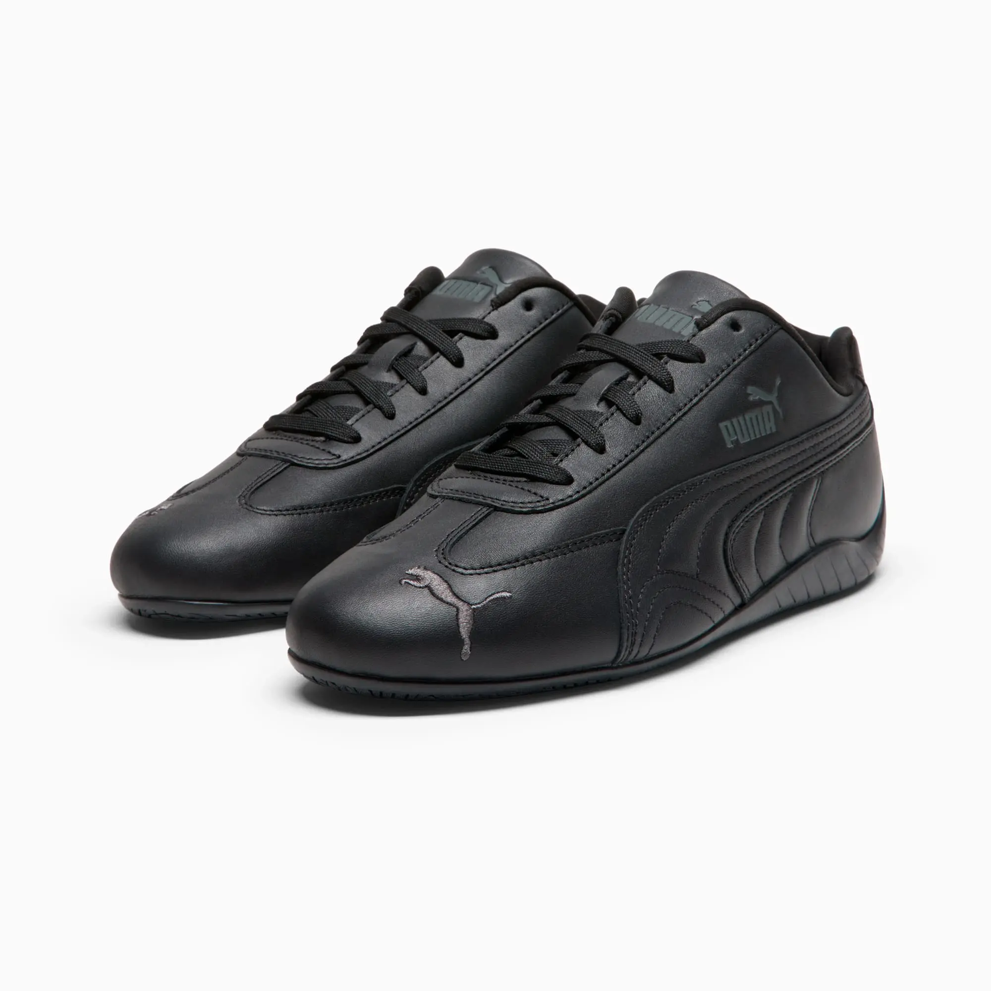 PUMA SpeedCat Full Leather Sneakers Unisex, Black/Shadow Grey, size 10
