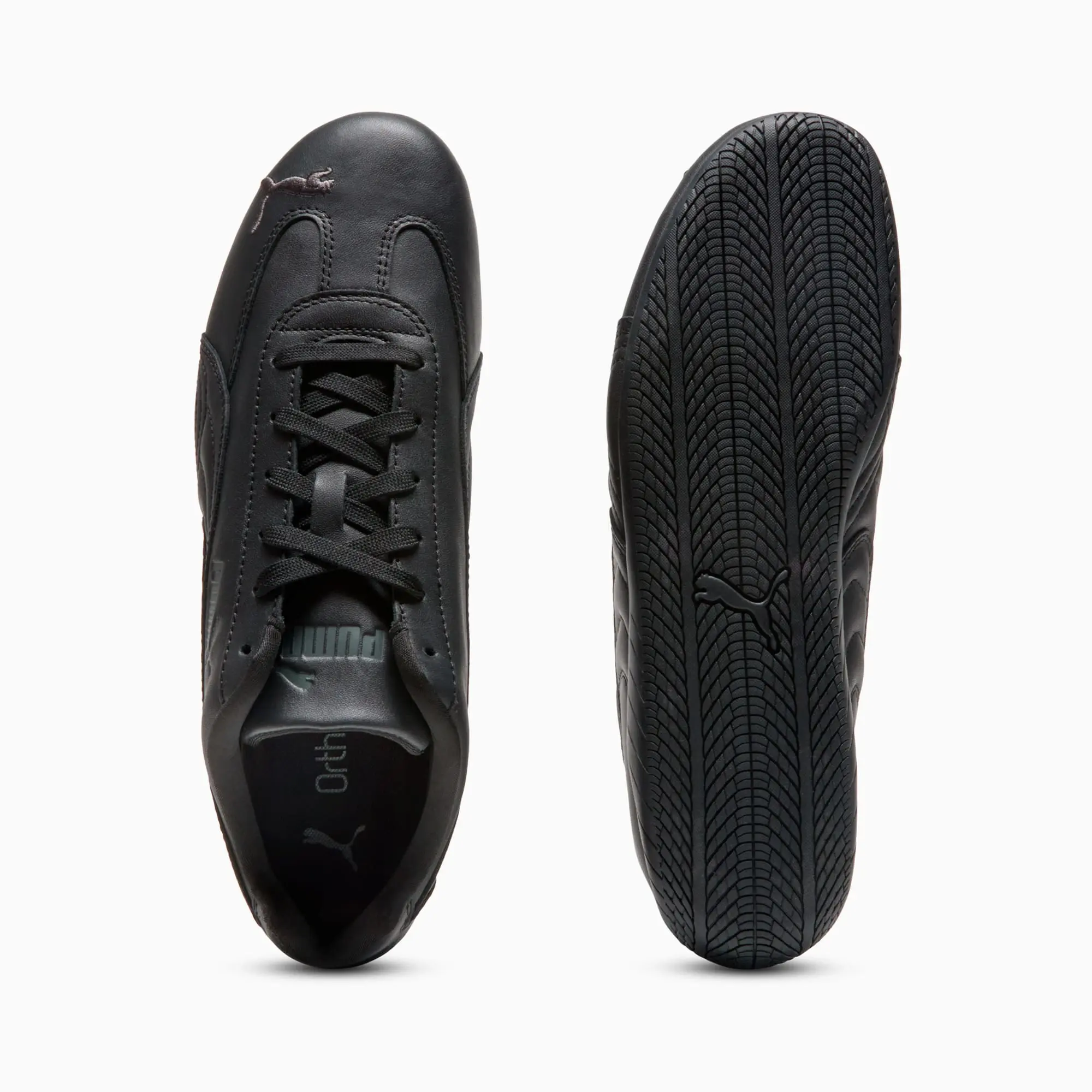 PUMA SpeedCat Full Leather Sneakers Unisex, Black/Shadow Grey, size 10