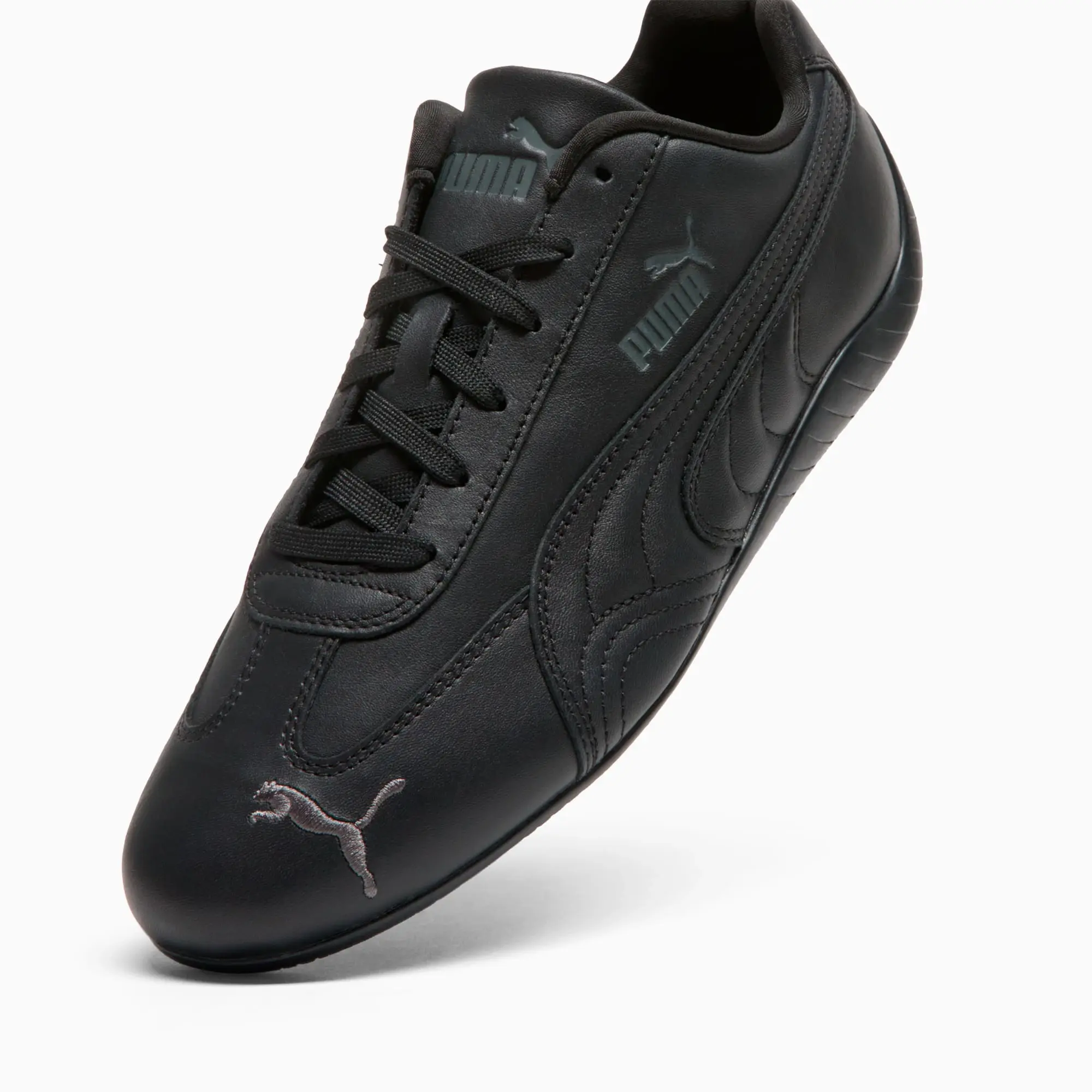 PUMA SpeedCat Full Leather Sneakers Unisex, Black/Shadow Grey, size 10