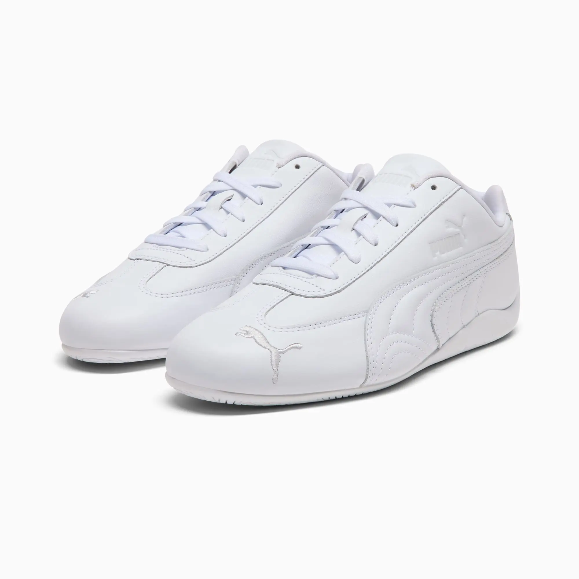 PUMA SpeedCat Full Leather Sneakers Unisex, White/Feather Grey, size 10