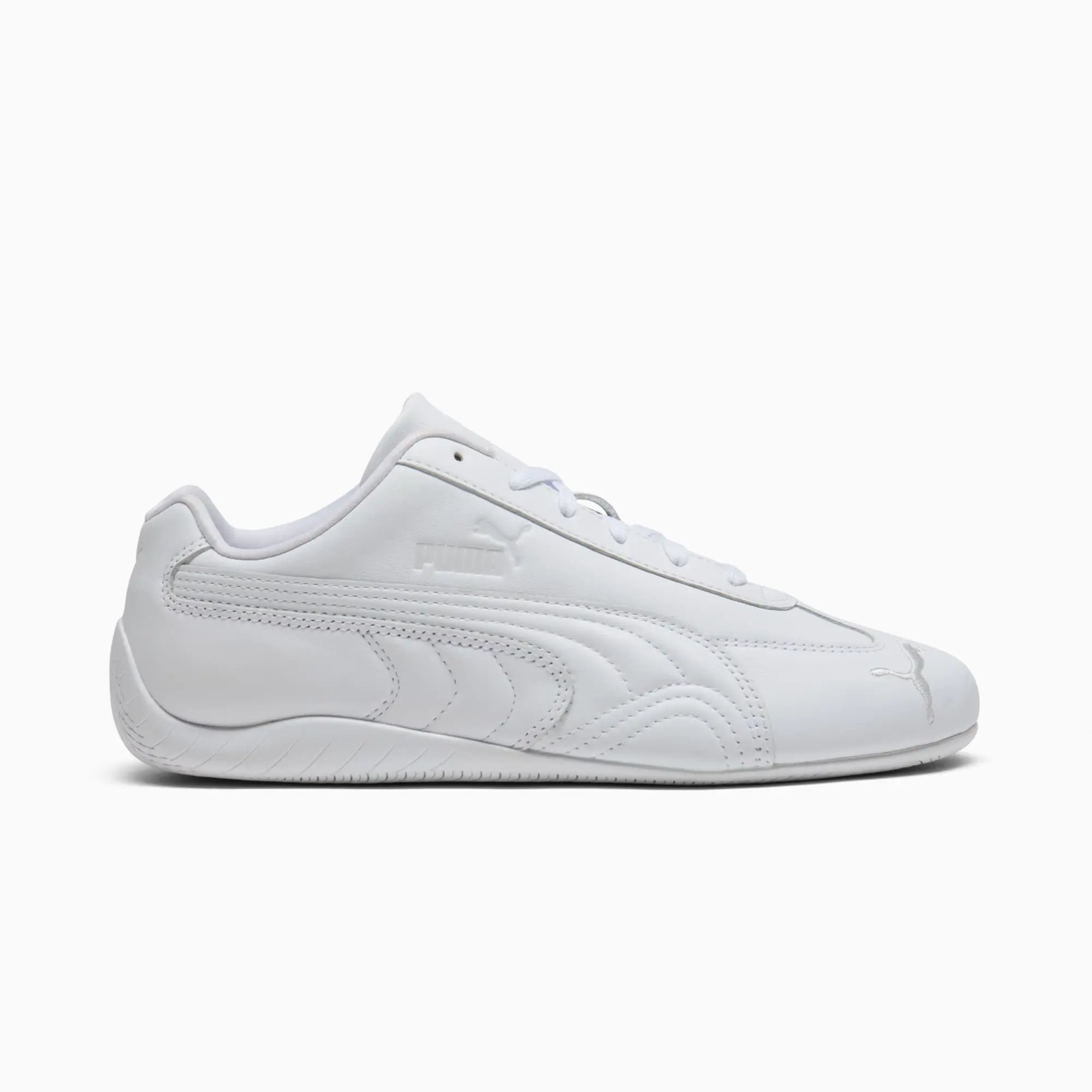 PUMA SpeedCat Full Leather Sneakers Unisex, White/Feather Grey, size 10