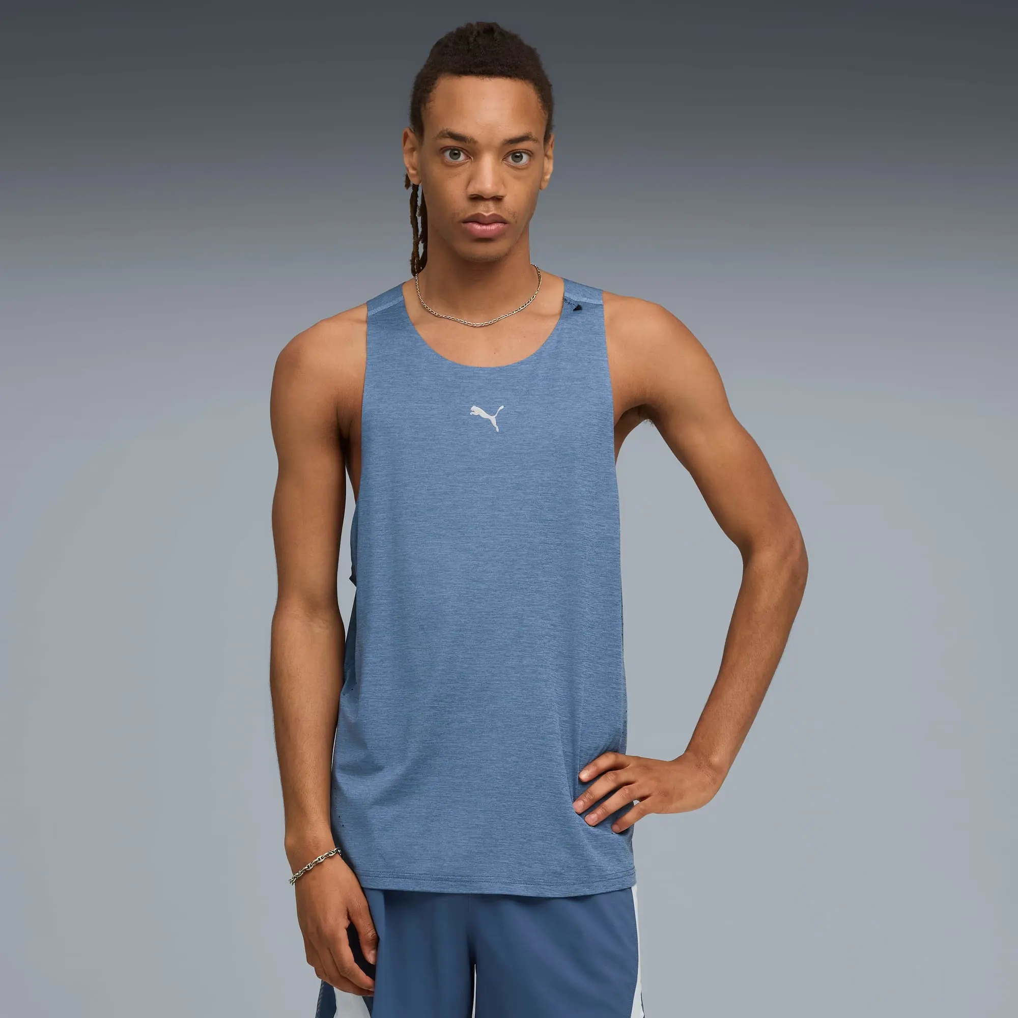 PUMA Cloudspun Running Tank Men, Dark Indigo/Heather, size 3XL