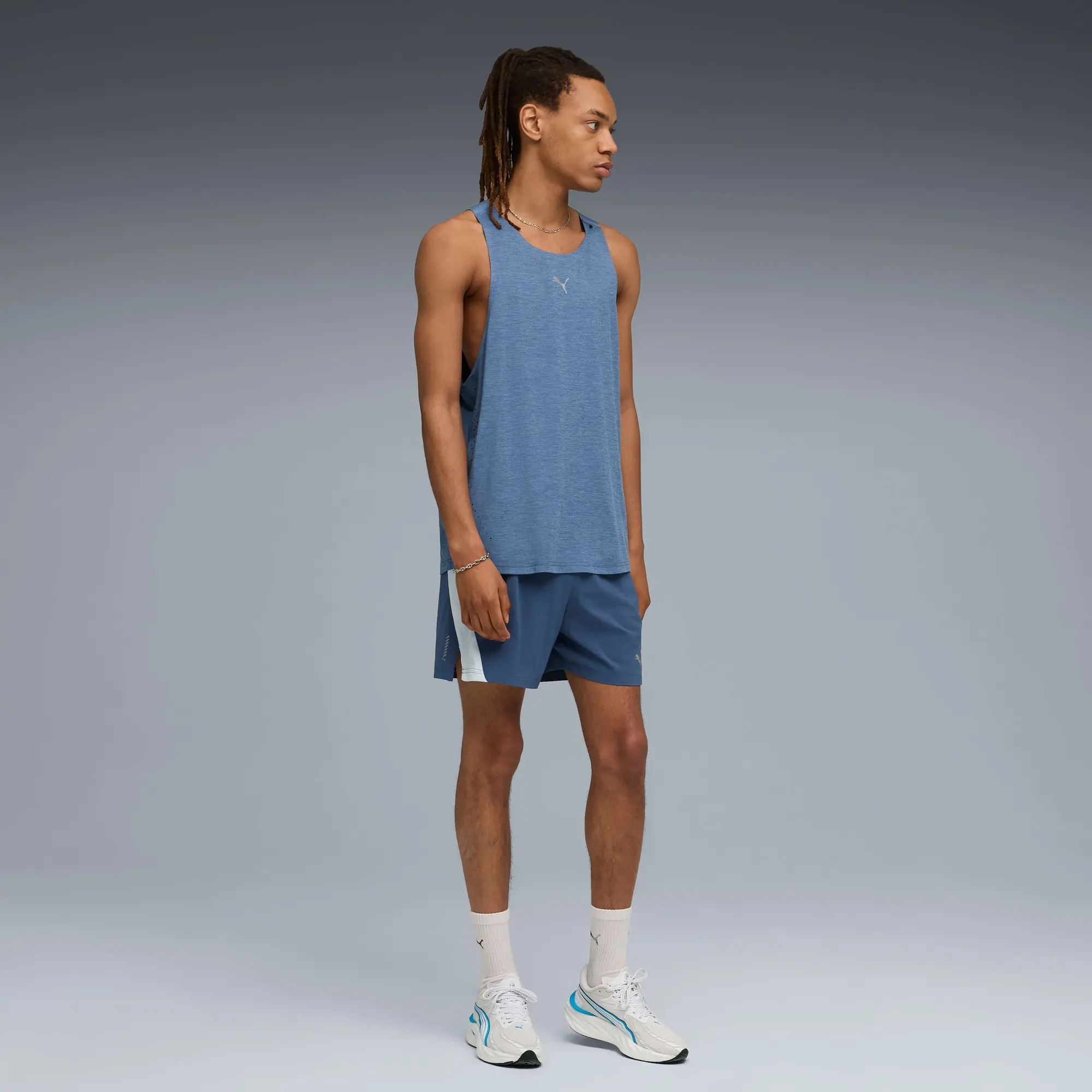PUMA Cloudspun Running Tank Men, Dark Indigo/Heather, size 3XL
