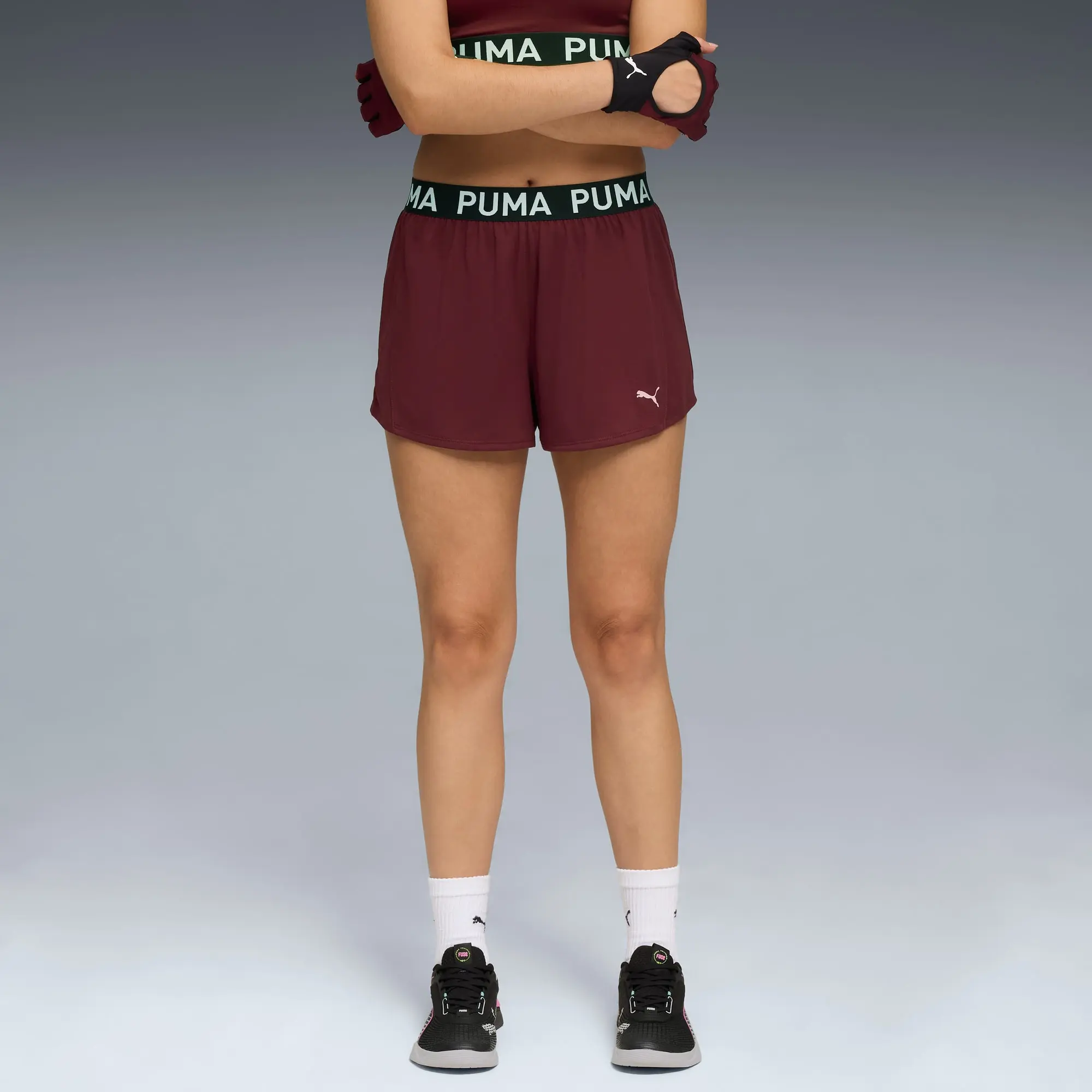 PUMA Strong 3" Knit Shorts Women, Ruby Shimmer, size 3XL