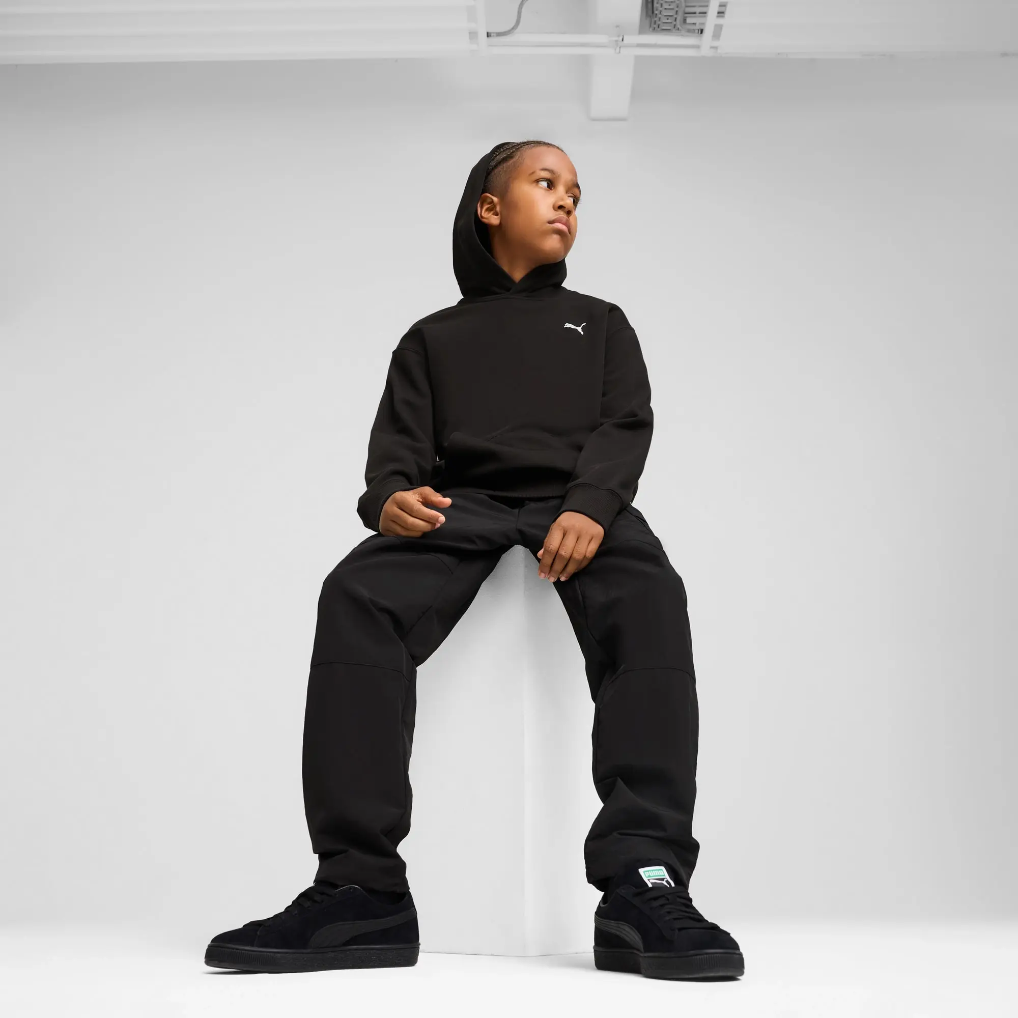PUMA Wardrobe Essentials Relaxed Hoodie Youth, Black, size 11-12 Youth