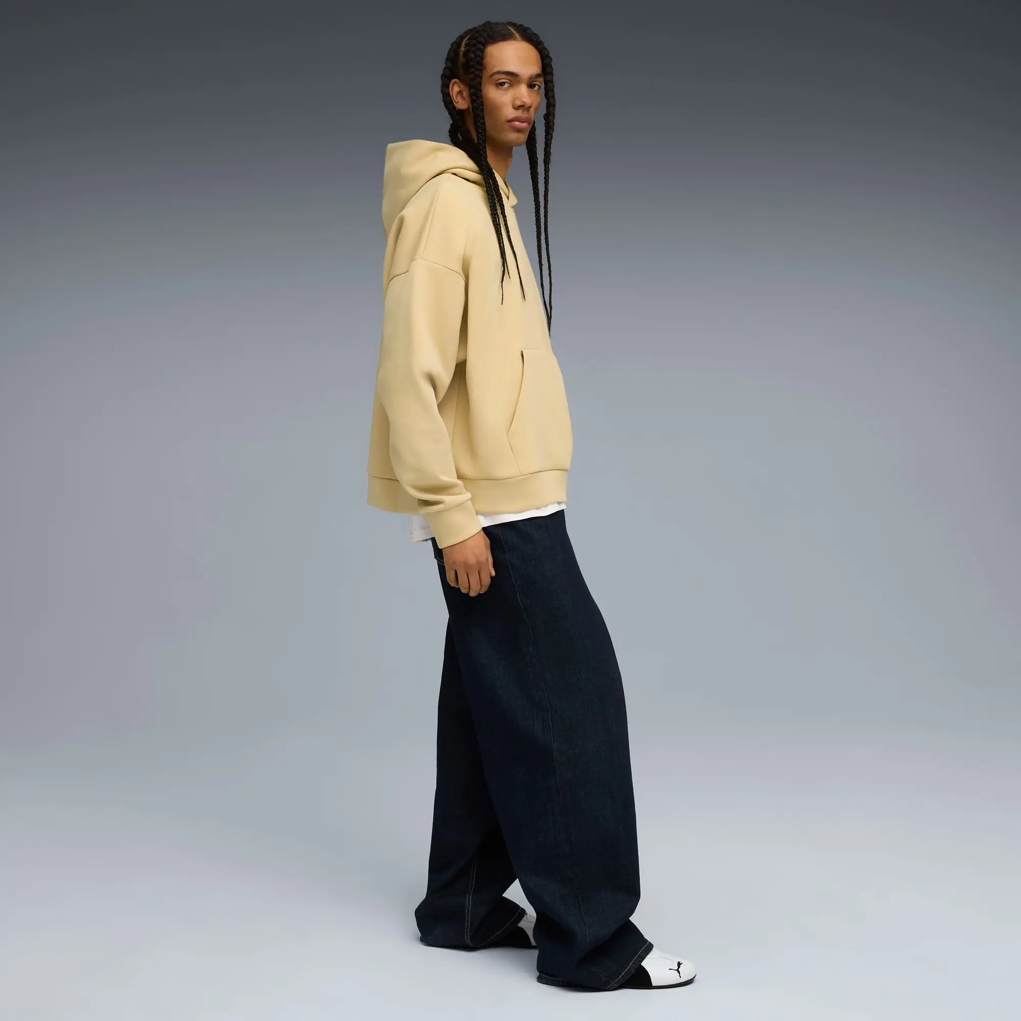 PUMA Wardrobe Ess Boxy Hoodie Men, Beige, size Large