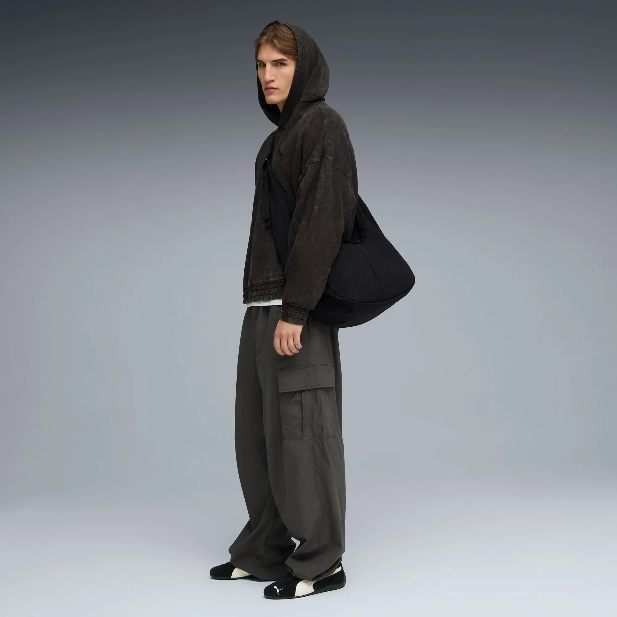 Future.PUMA.Archive Boxy Washed Hoodie Unisex, Black, size Large