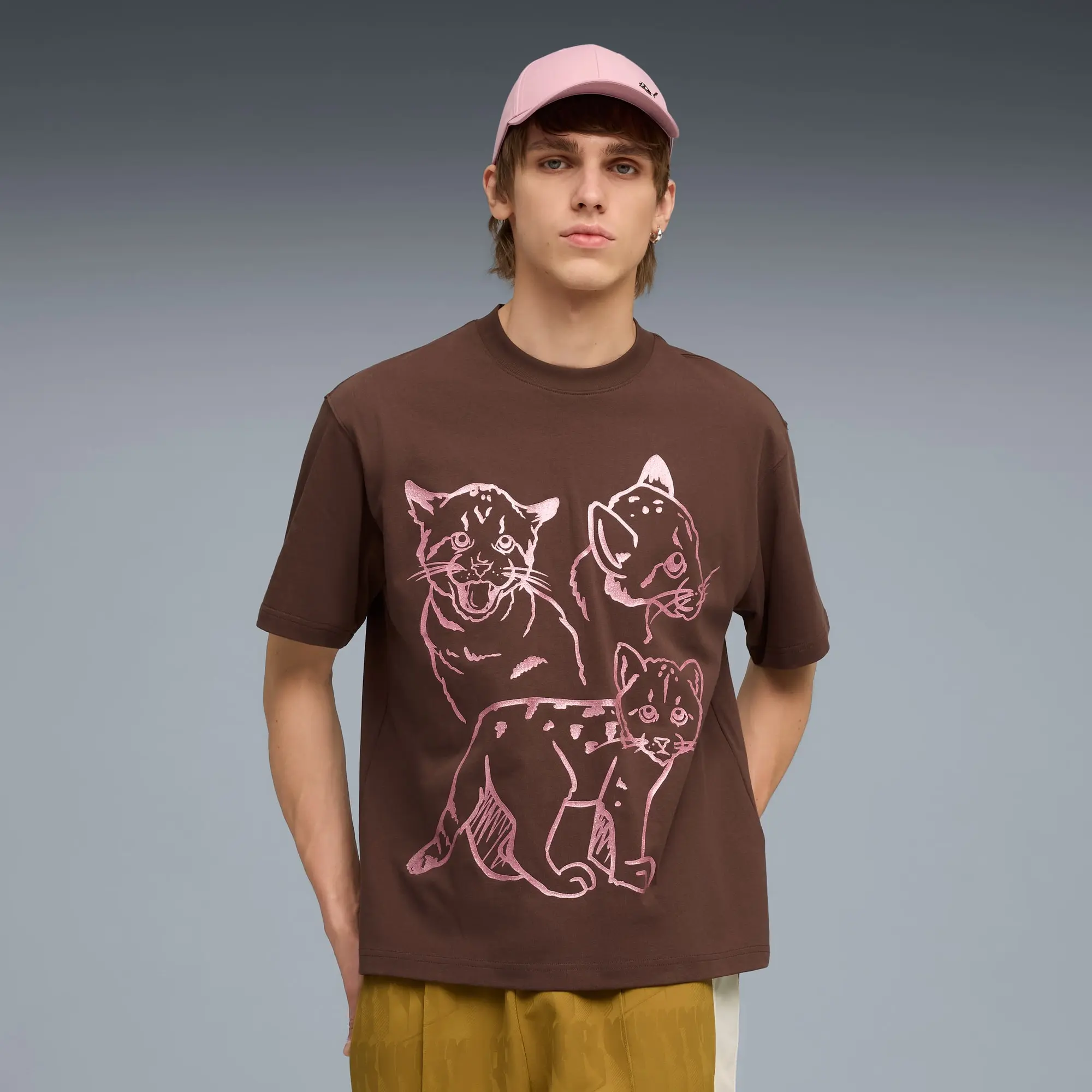 PUMA Graphic Itty Bitty T-Shirt Men, Espresso Brown, size Large