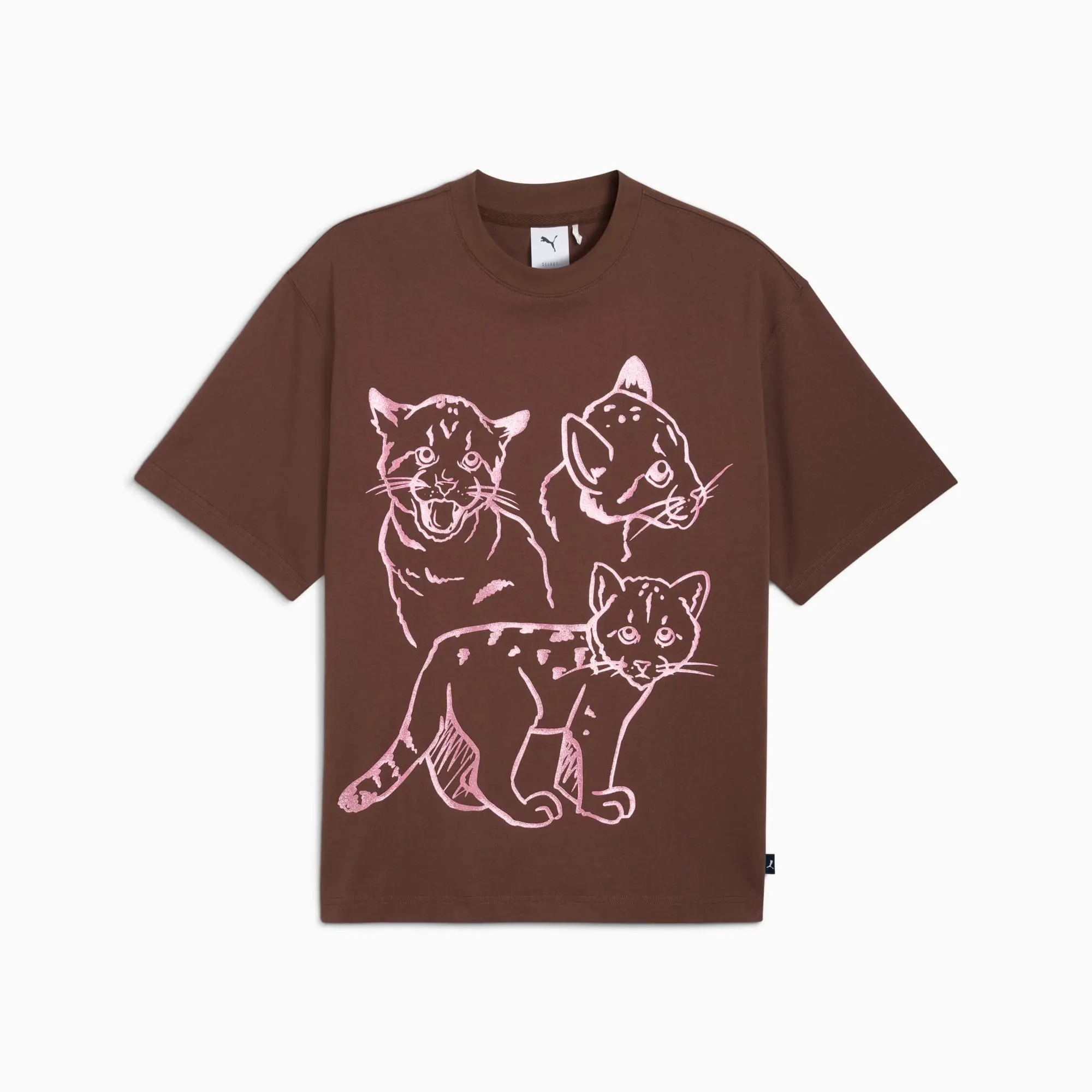 PUMA Graphic Itty Bitty T-Shirt Men, Espresso Brown, size Large