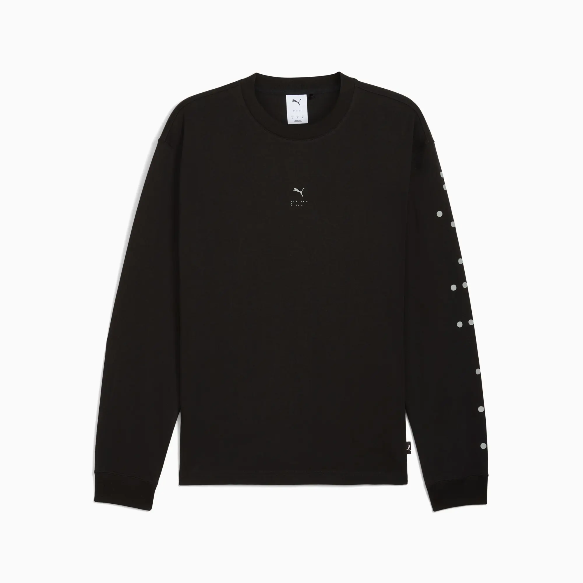 PUMA Graphic Braille Long Sleeve Top Men, Black, size Large