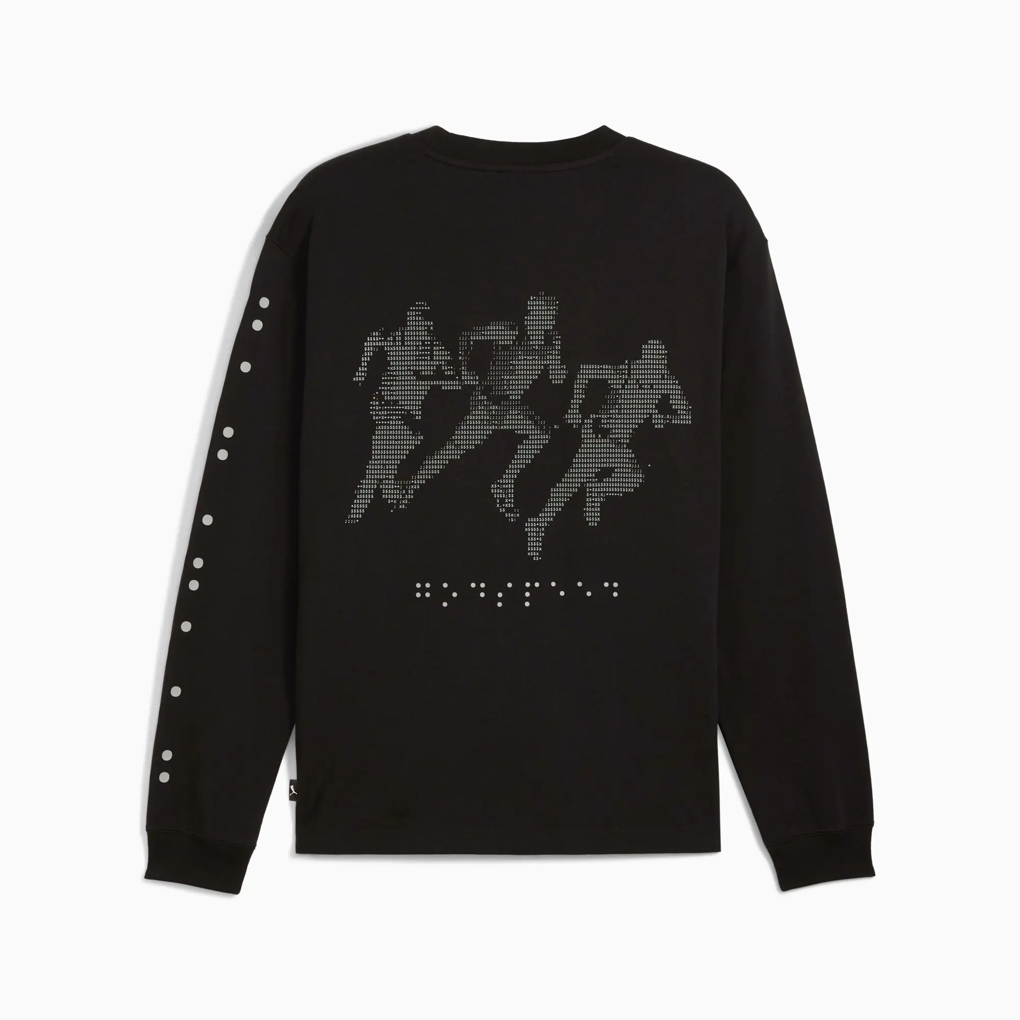 PUMA Graphic Braille Long Sleeve Top Men, Black, size Large