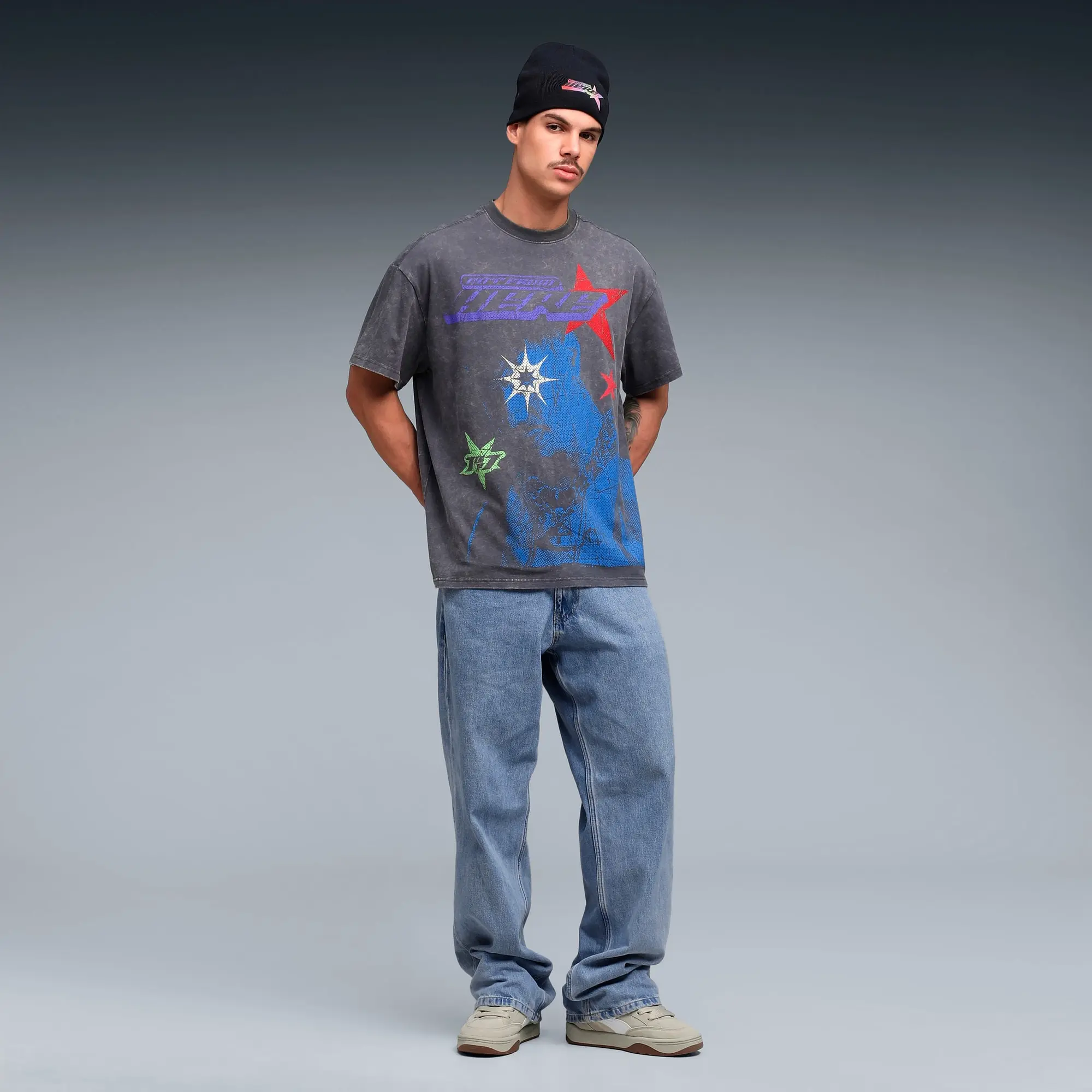 PUMA Lamelo Star Vision Graphic T-Shirt Men, Dusky Grey, size 3XL