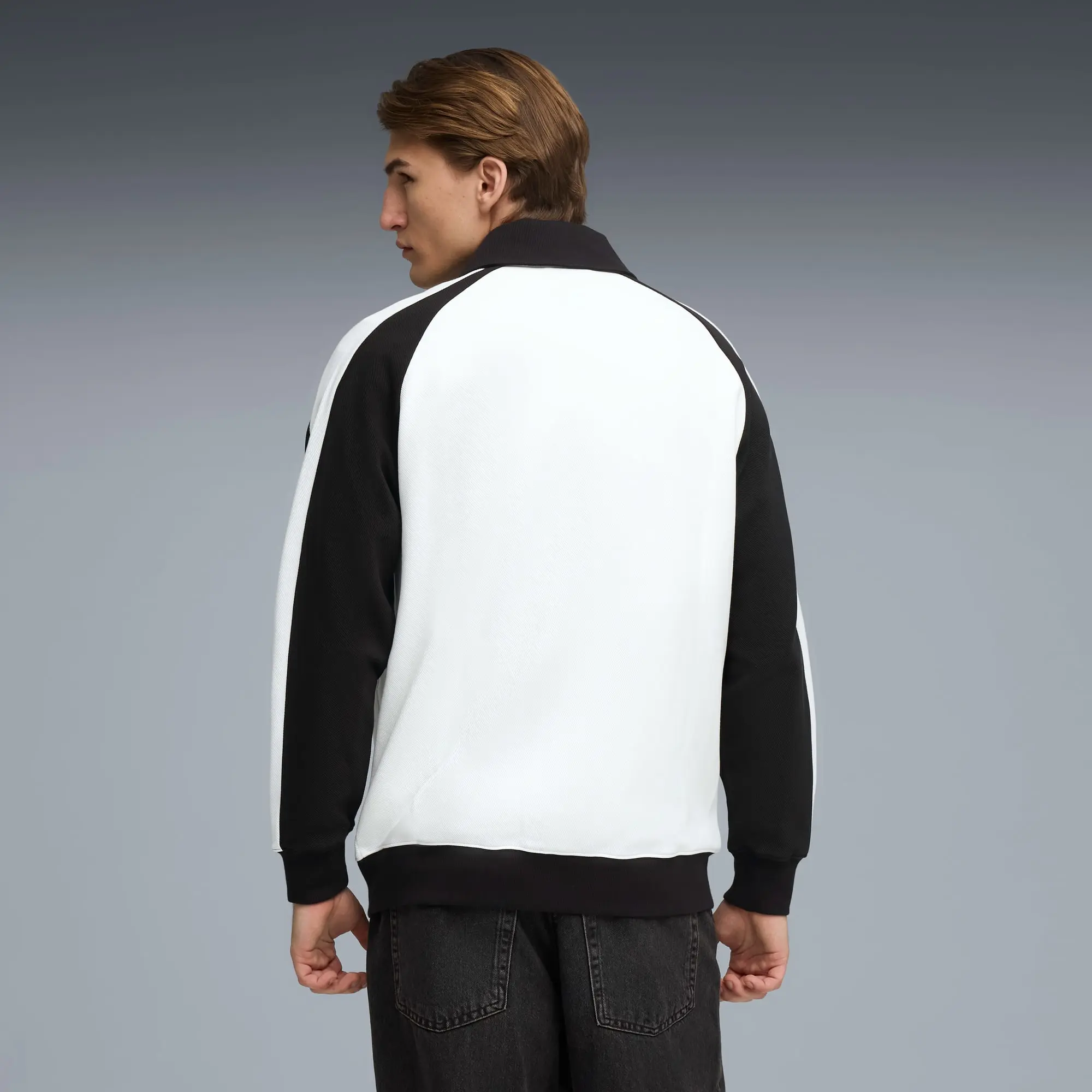 PUMA T7 Relaxed Wing Collar Track Jacket Unisex, White/Black, size Large