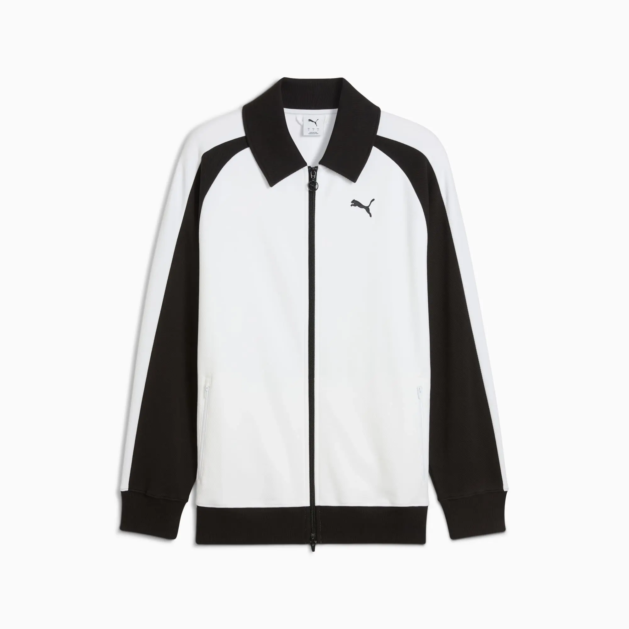 PUMA T7 Relaxed Wing Collar Track Jacket Unisex, White/Black, size Large