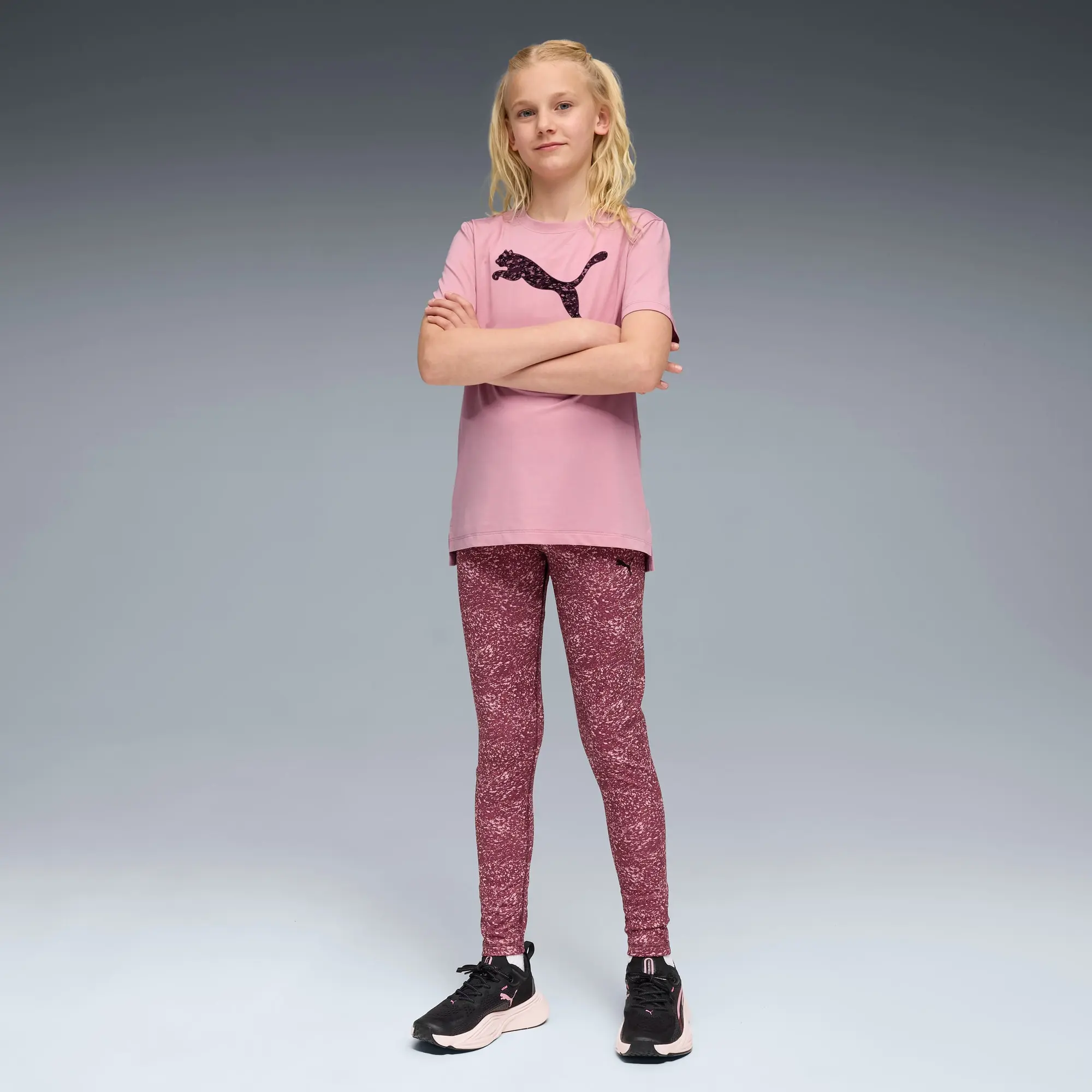 PUMA Train All Day Essentials Graphic T-Shirt Youth, Poised Pink, size 11-12 Youth