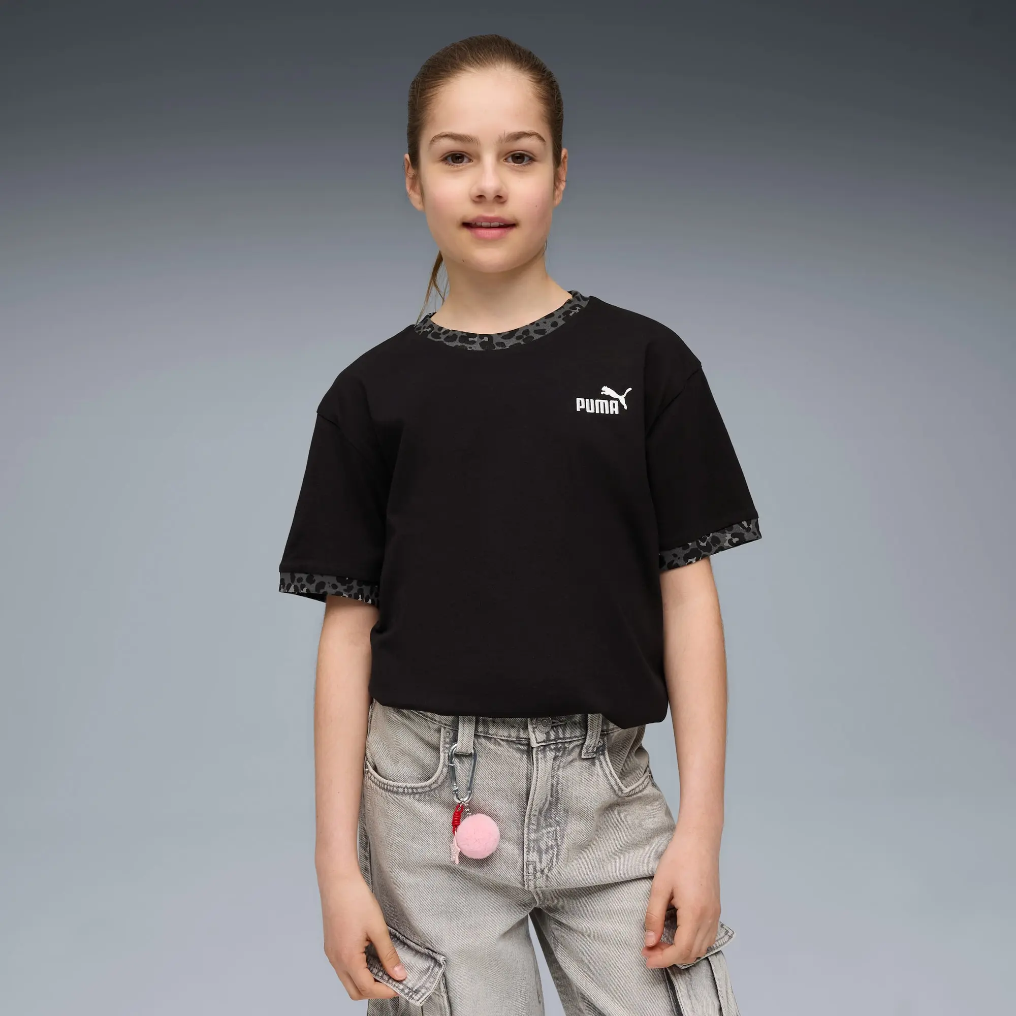 PUMA Essentials Graphic Animal Relaxed T-Shirt Youth, Black, size 11-12 Youth