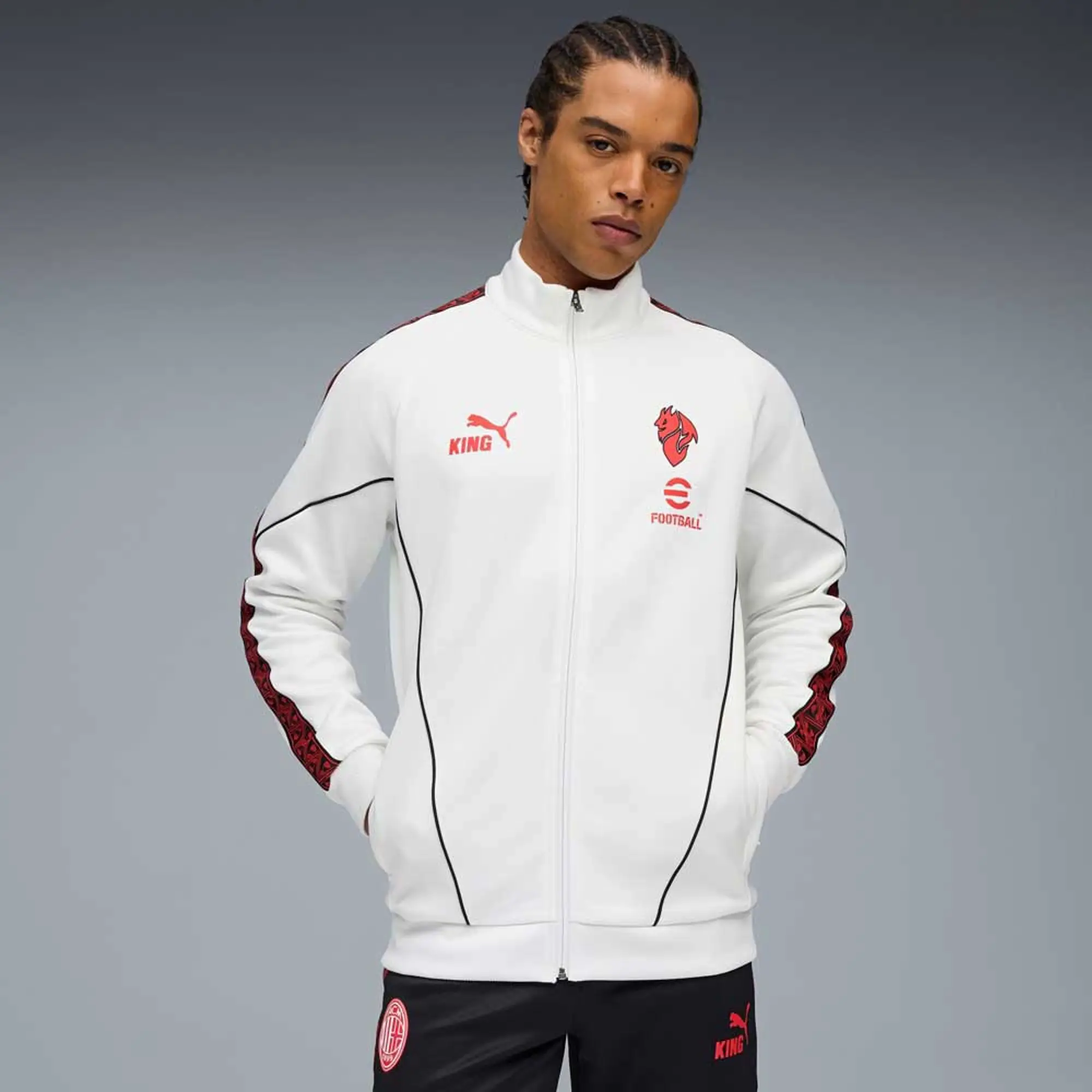 PUMA AC Milan King Anthem Jacket Men, White/For All Time Red, size 3XL