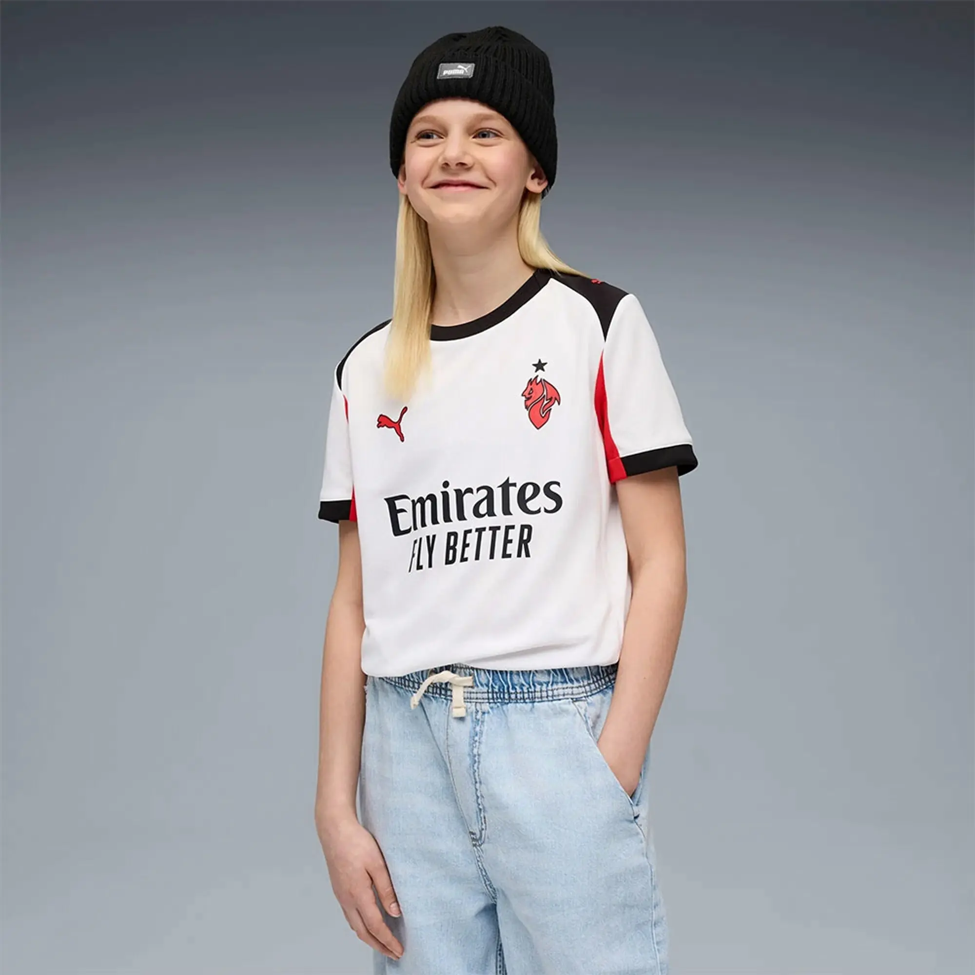 PUMA AC Milan 25/26 Away Jersey Youth, White/For All Time Red, size 11-12 Youth