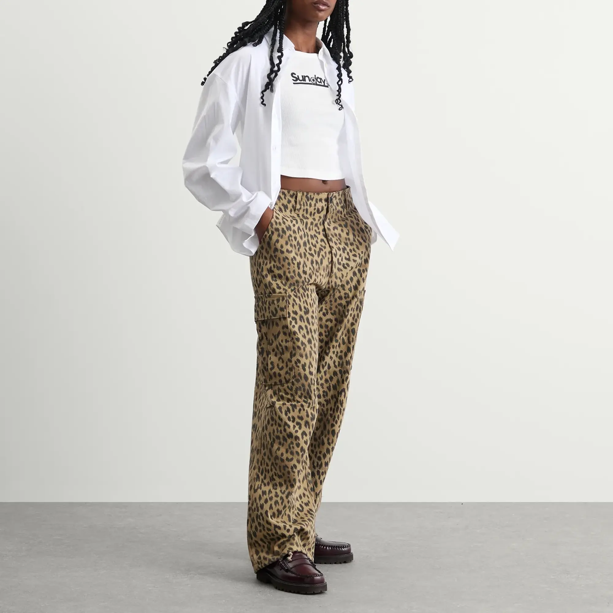 SUNDAYFRUITMARKET Women's Sun Leopard Cargo Pants