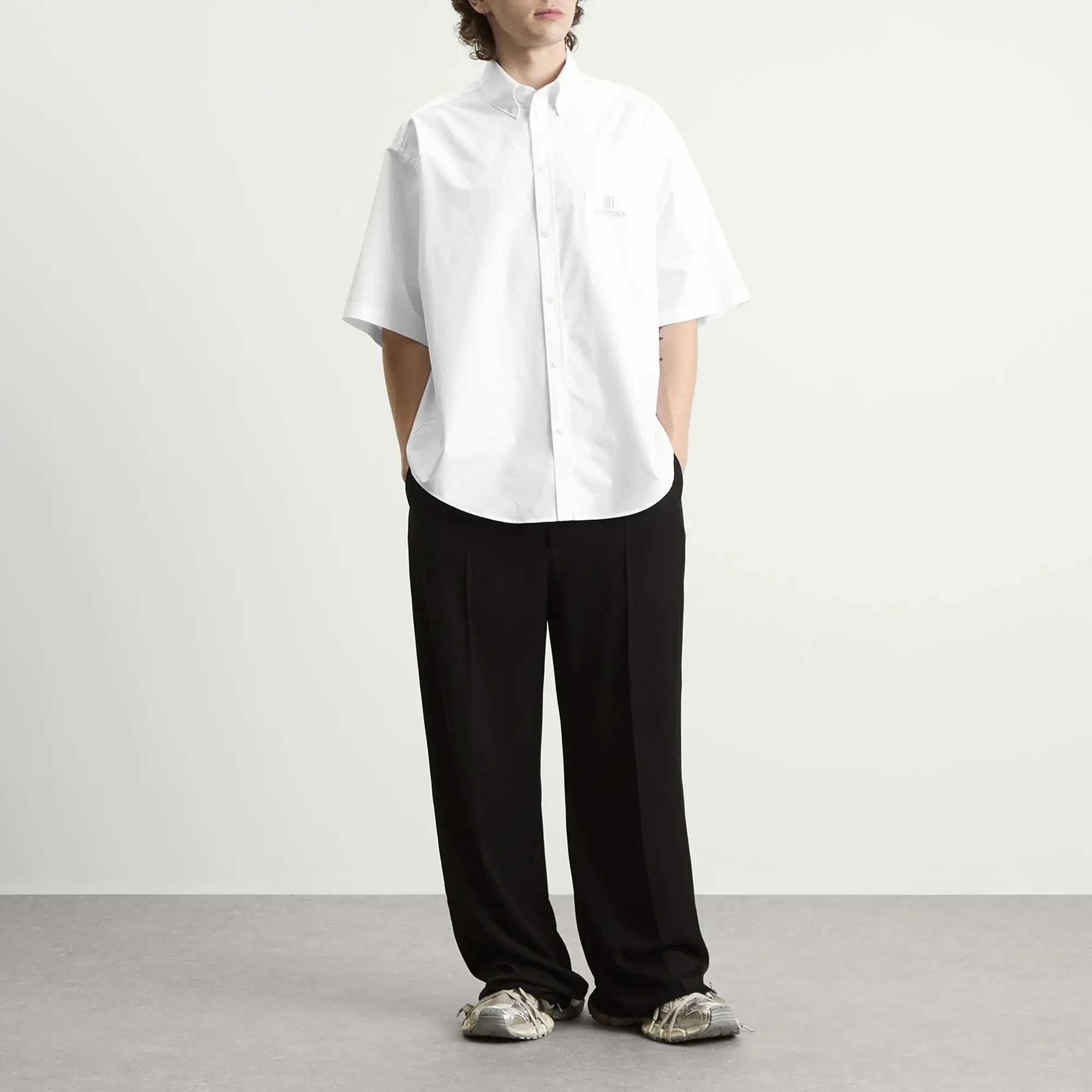 Balenciaga Men's Large Fit Shirt White