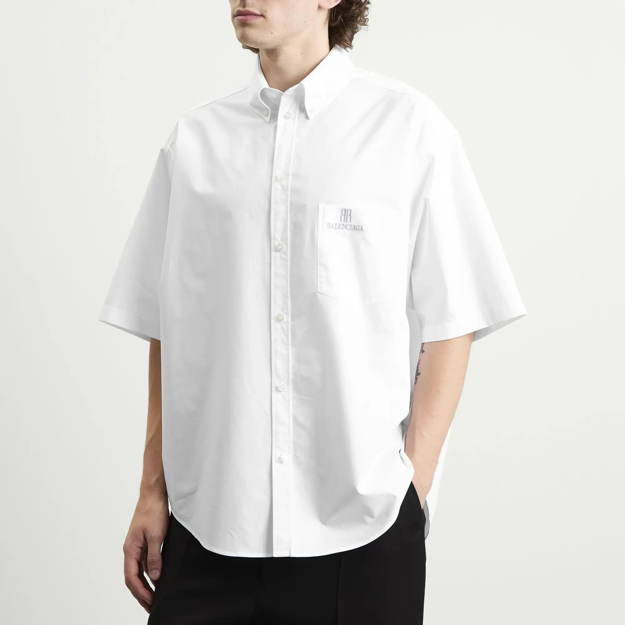 Balenciaga Men's Large Fit Shirt White